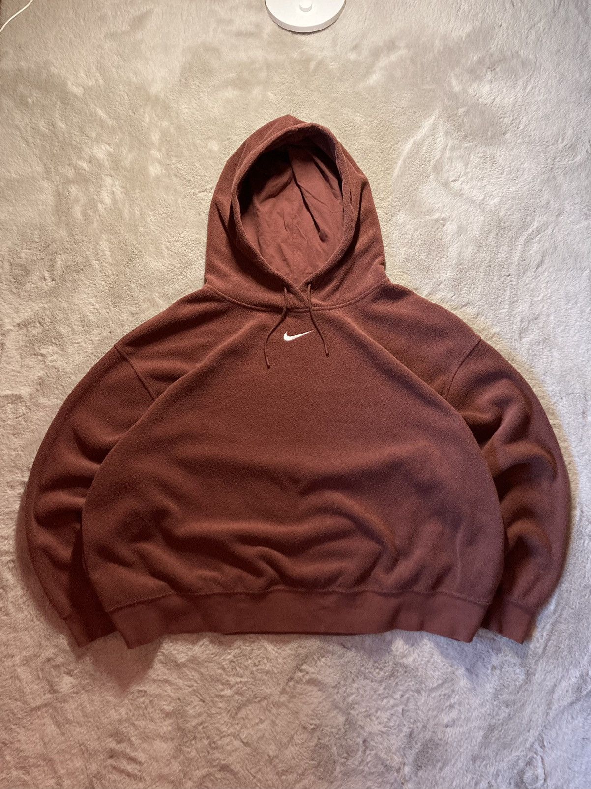 Nike × Vintage ⛩️Nike Hoodie Brown Center Logo Fleece Travis Style Swoosh ⛩️ Size US XL / EU 56 / 4 - 1 Thumbnail