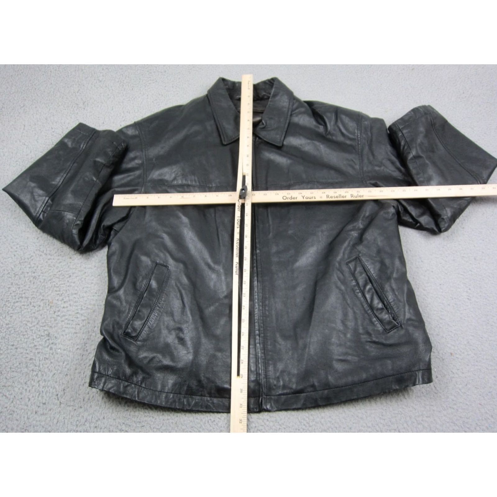 Vintage VINTAGE Leather Jacket Mens XL Black Bomber Full Zip 90S Motorcycle Motorcycle 80s Biker Western Distinctive Zipper Regular Men Size US XL / EU 56 / 4 - 6 Thumbnail