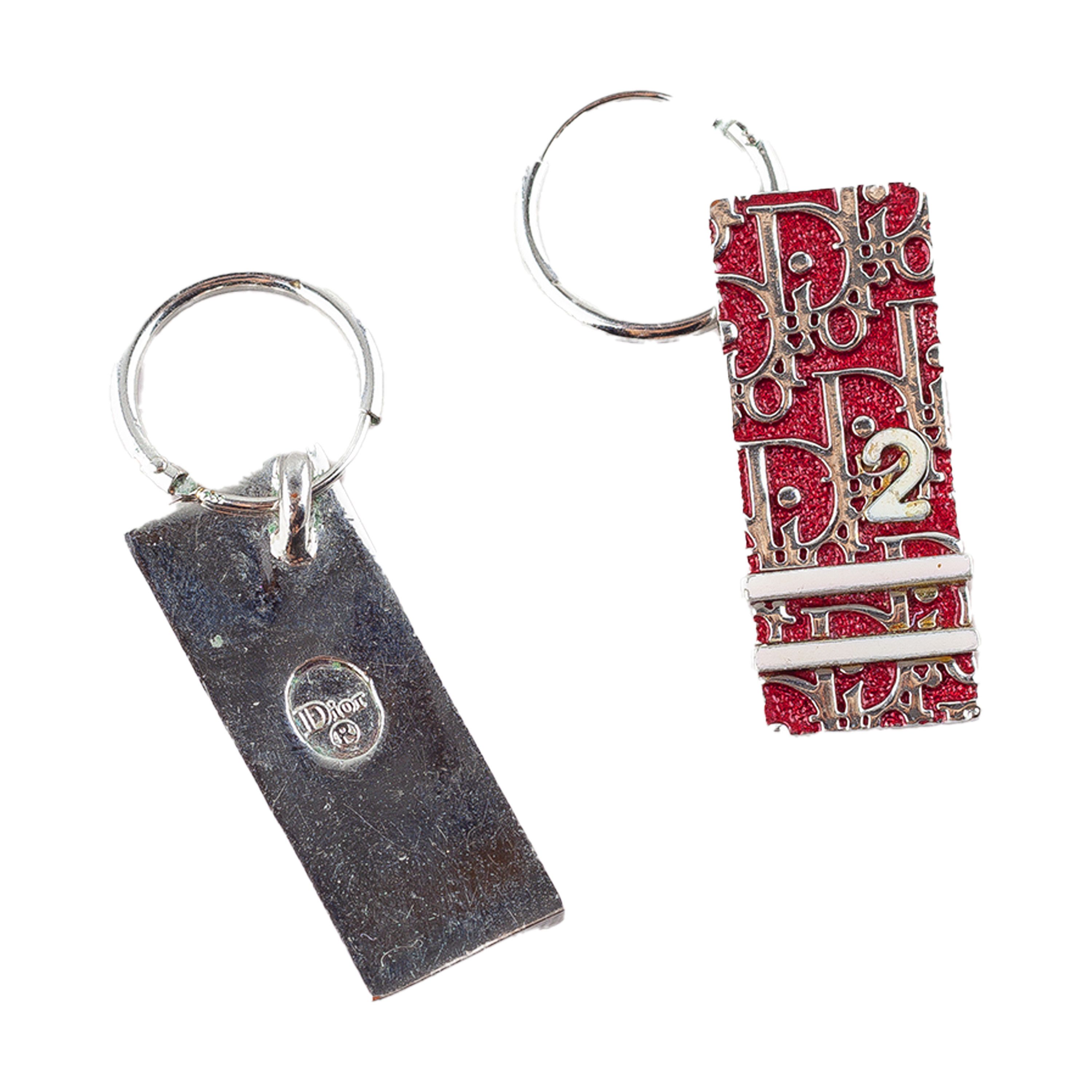 Dior Christian Dior Monogram Trotter Red Silver Vintage Earrings Size ONE SIZE - 2 Thumbnail