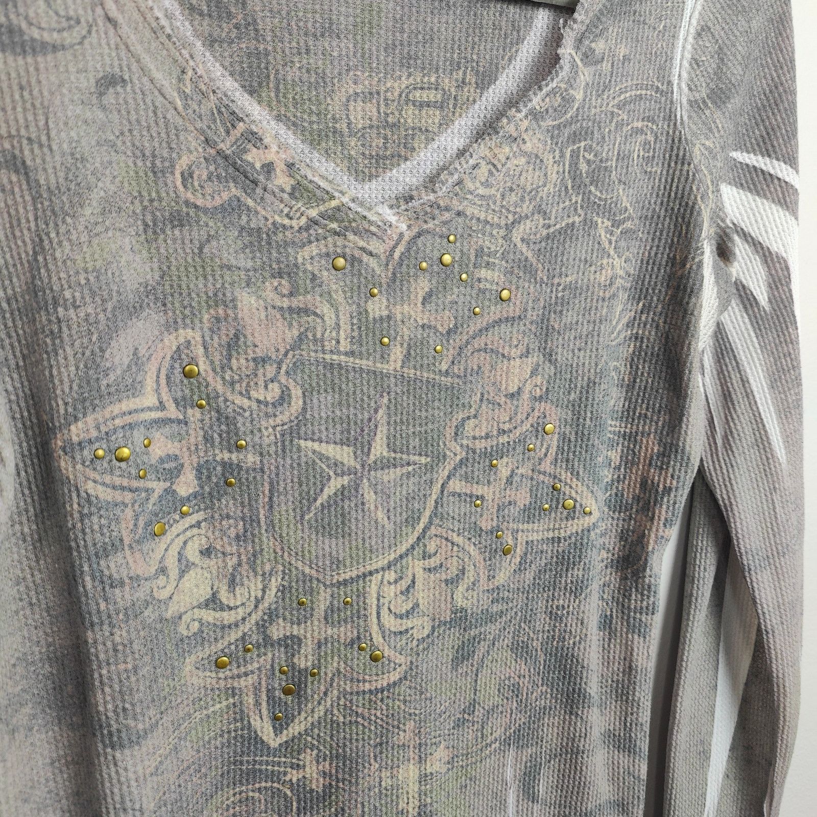 Other Vintage Y2K Vanity Top Womens Large Gray Distressed Thermal Size L / US 10 / IT 46 - 2 Thumbnail