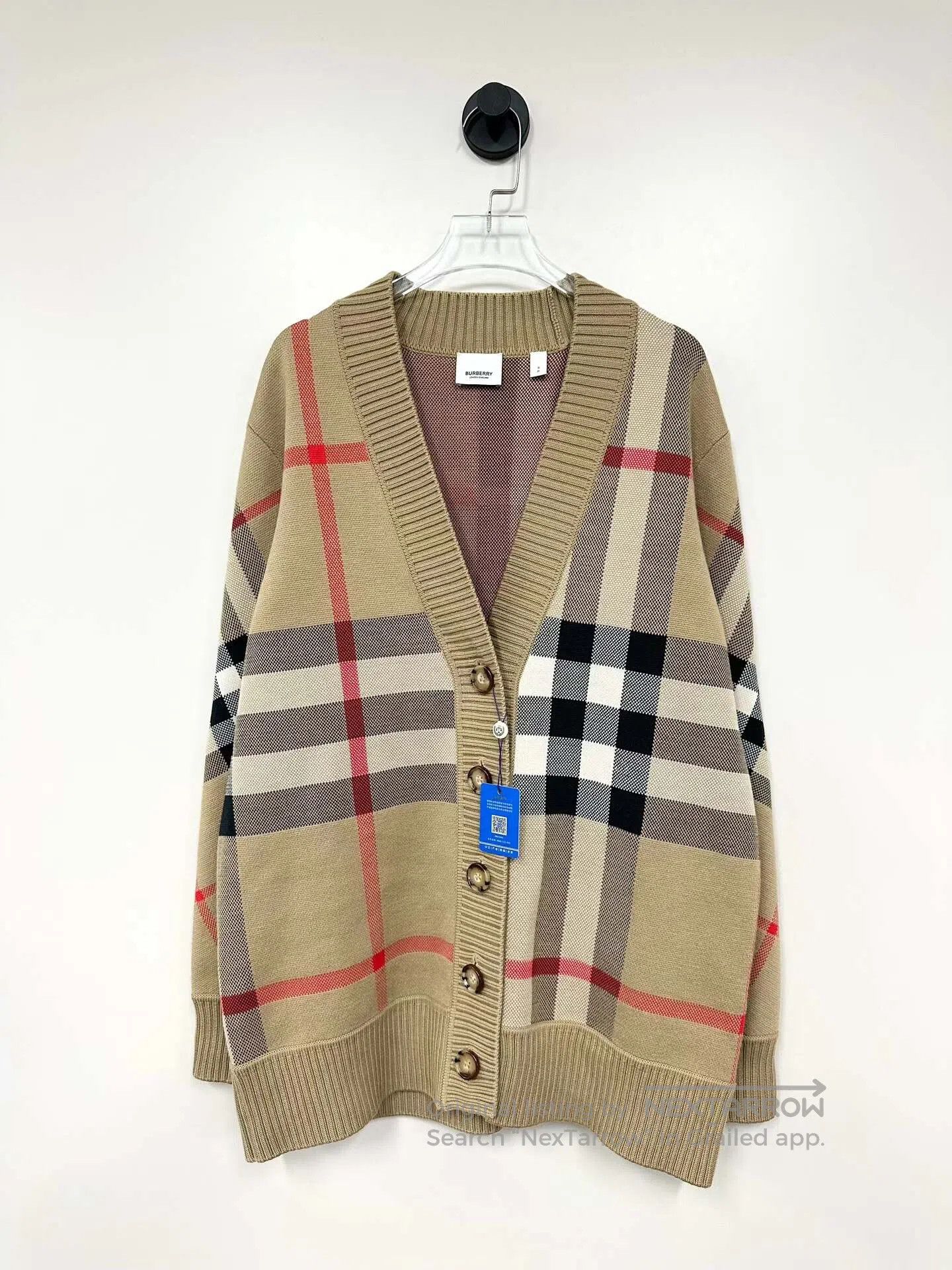 Burberry Burberry Beige Classic Checkered Knit Cardigan Jacket| Size S / US 4 / IT 40 - 1 Thumbnail