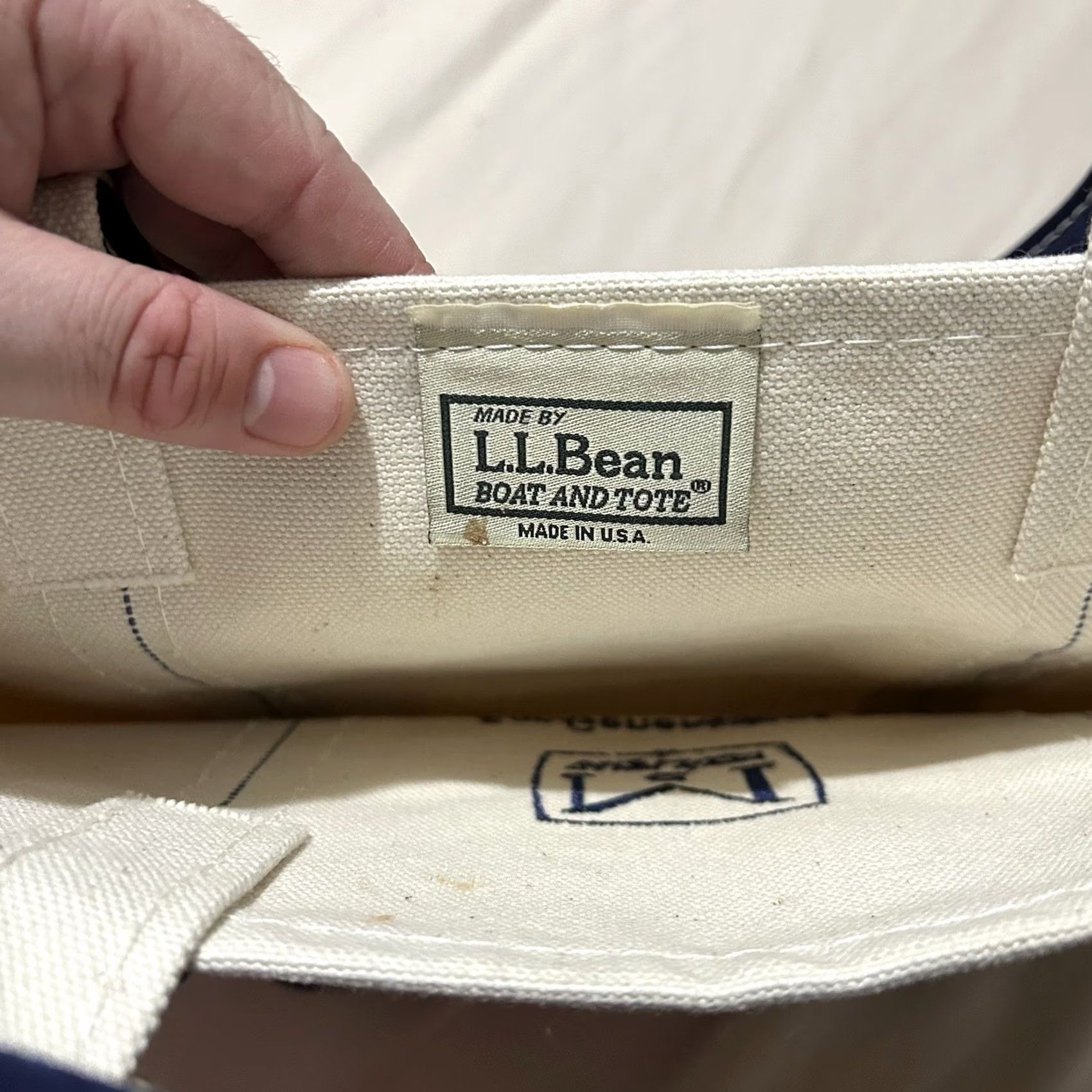 Vintage VINTAGE L.L. Bean Boat And Tote Tote Bag Made In USA Medium Cream And Navy Bag Mens Medium Ivory USA 90s Size ONE SIZE - 4 Thumbnail