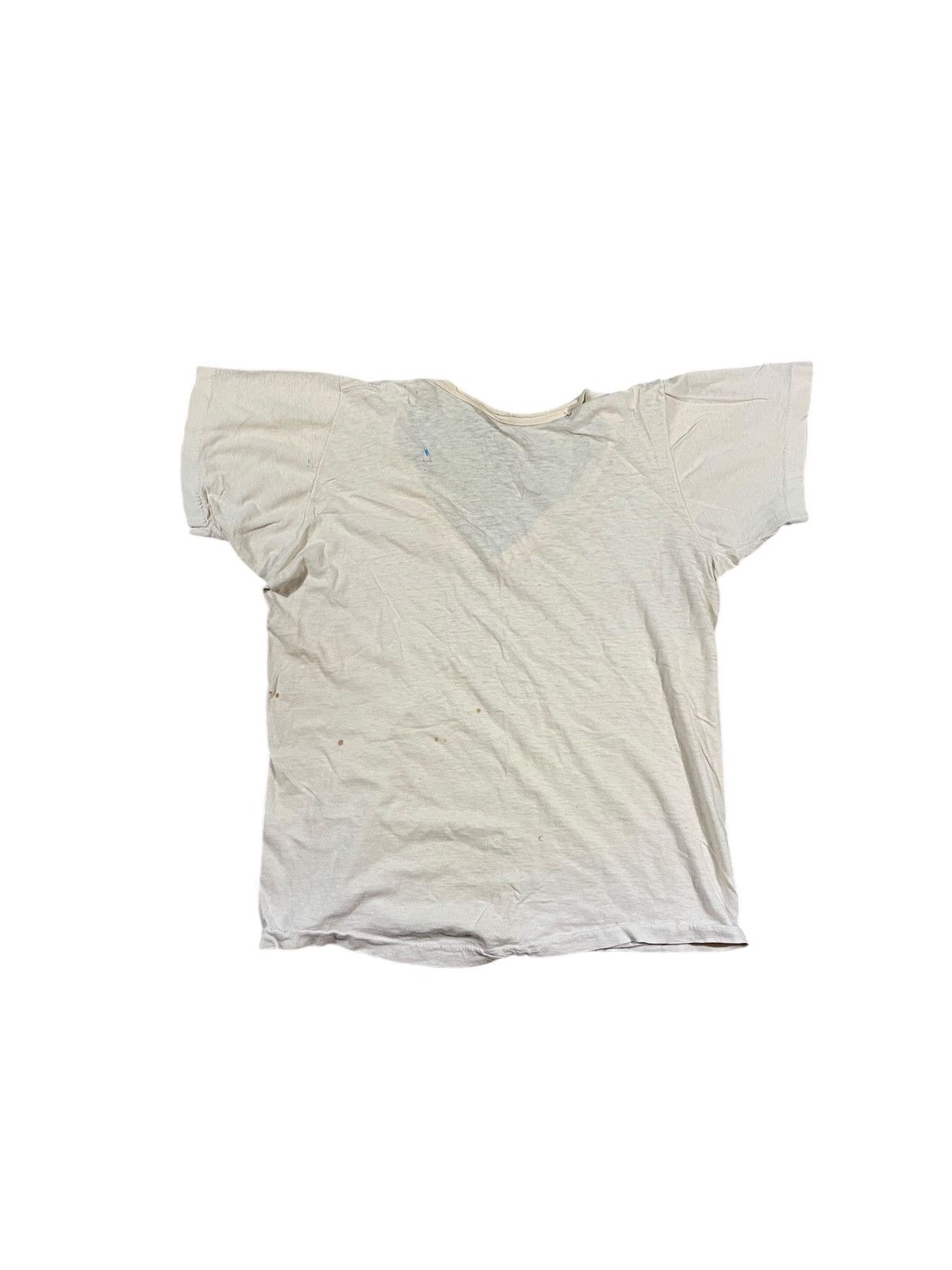 Vintage Vintage 70s Dirty White V Neck T Shirt Size S / US 4 / IT 40 - 2 Thumbnail