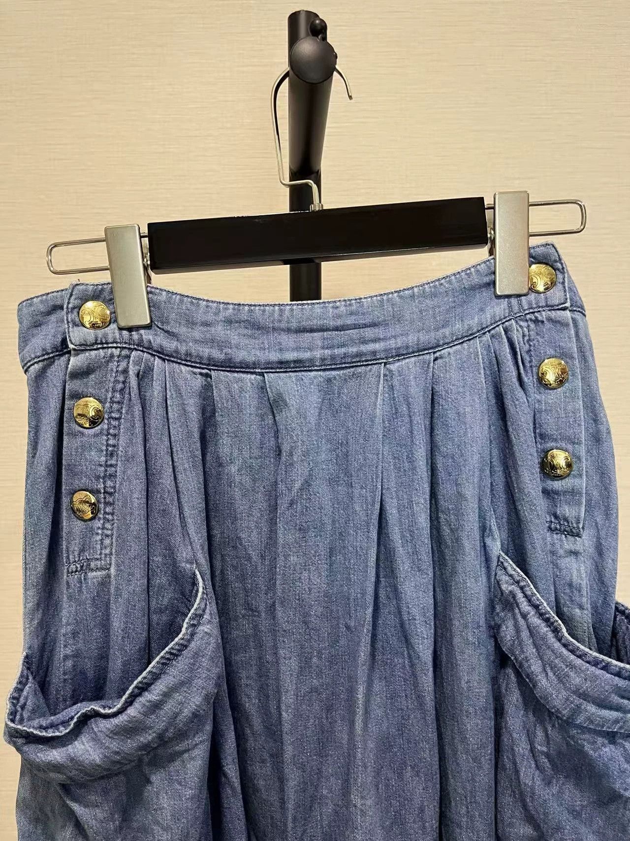 Celine Celine Washed Blue Denim Maxi 28 Triomphe Buckle Size 28" / US 6 / IT 42 - 3 Thumbnail