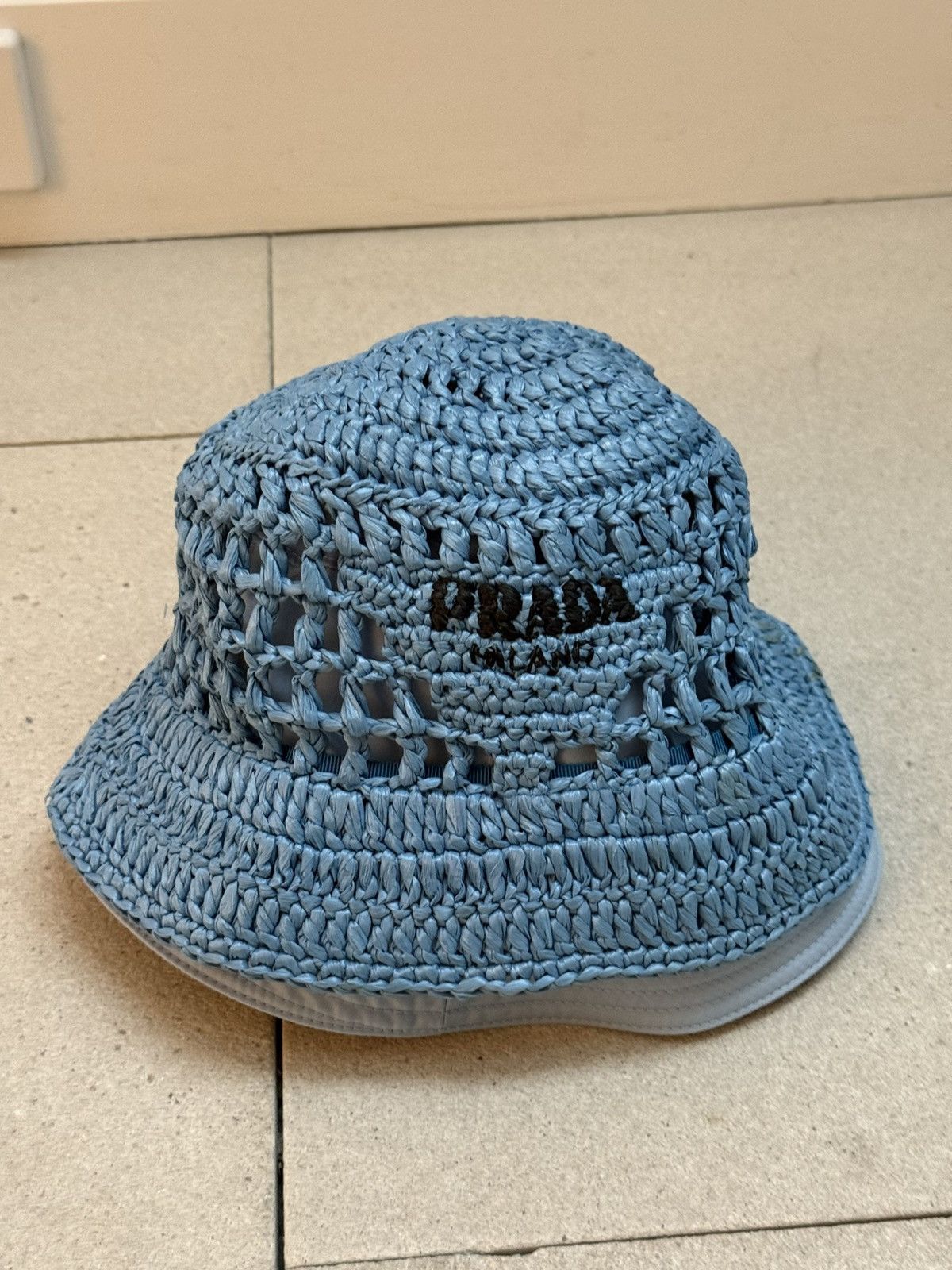 Prada Prada Blue Woven Bucket Hat Size ONE SIZE - 2 Thumbnail