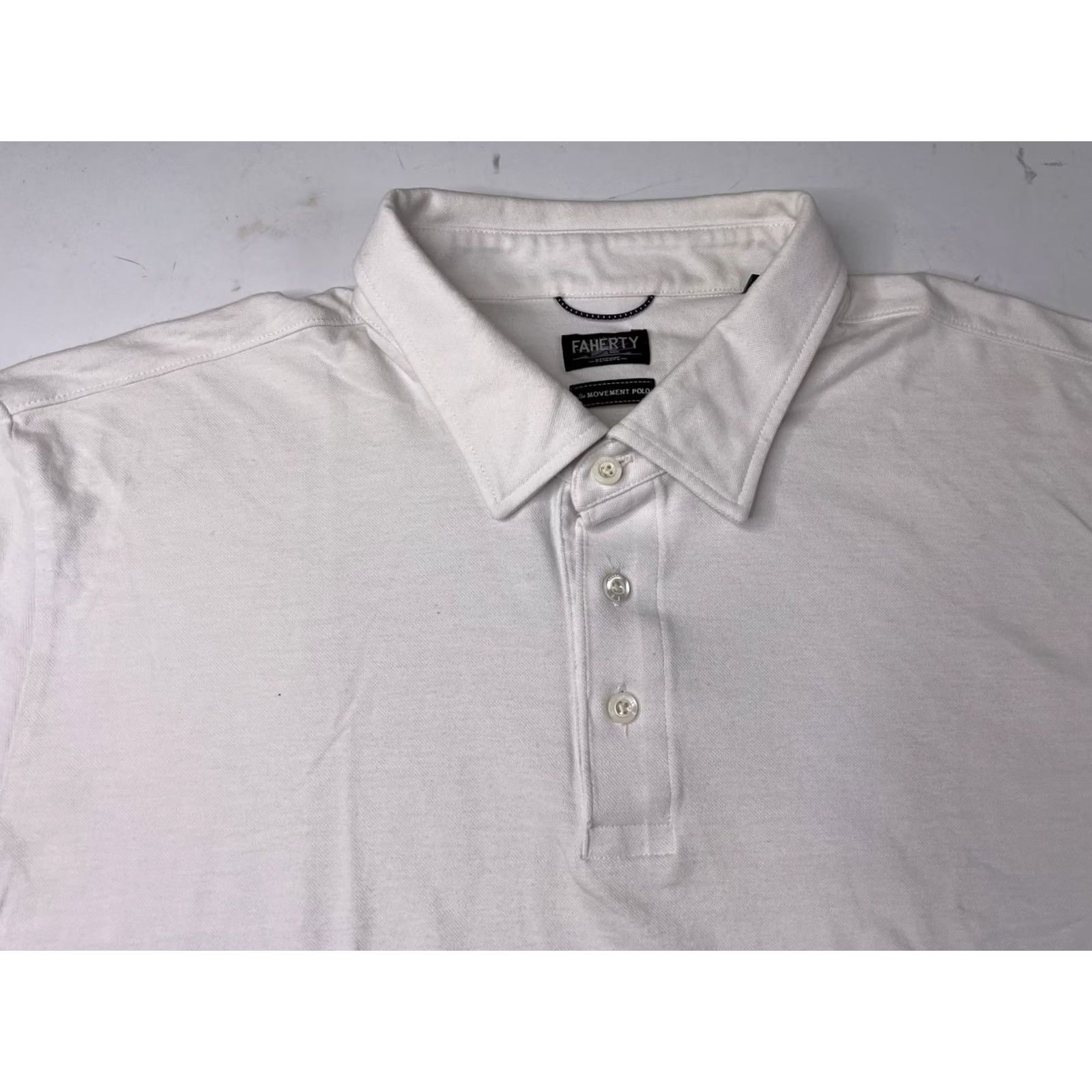 Faherty Faherty Polo Shirt Mens 2XLT White Lightweight Stretch Casual Golf Shirt Mens Size US XXL / EU 58 / 5 - 2 Thumbnail