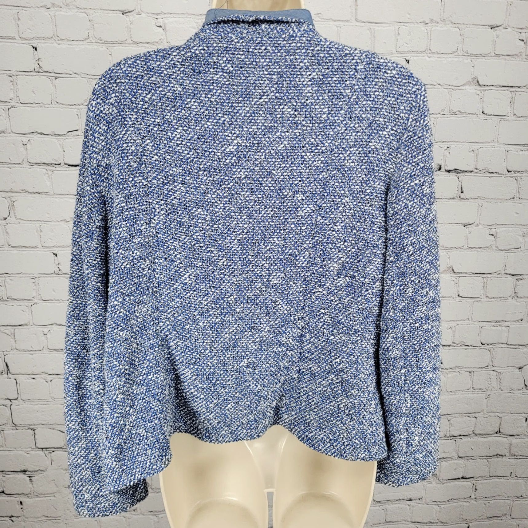 Talbots VINTAGE Talbots Blue Textured Open Long Sleeve Pockets Jacket Small S Size S / US 4 / IT 40 - 2 Thumbnail
