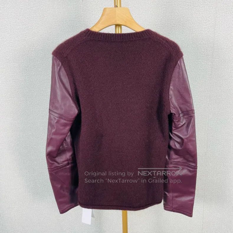 Hermes Hermes Burgundy women's long-sleeved leather knitted pullo Size XS / US 0-2 / IT 36-38 - 2 Thumbnail