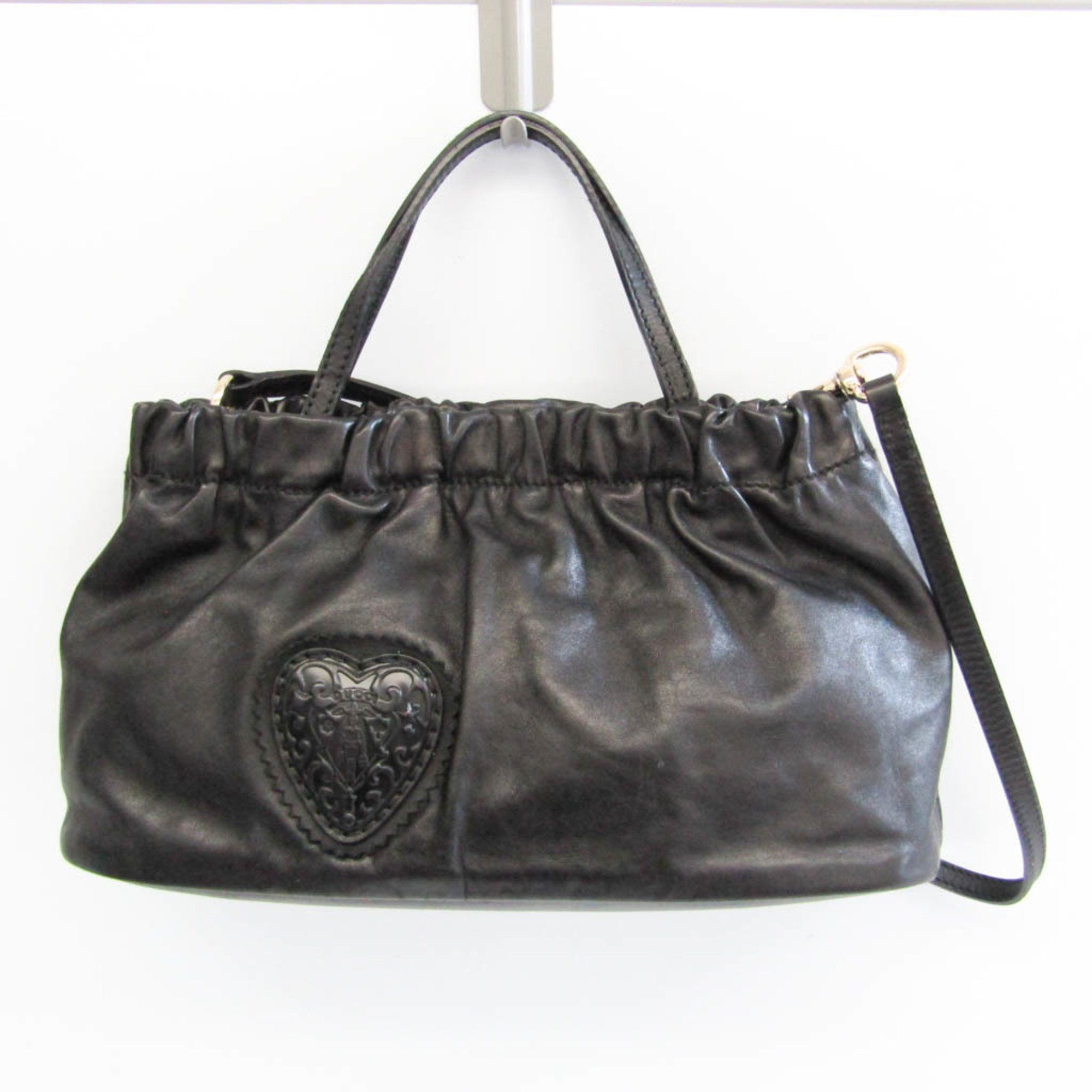Gucci Heart Black Leather Handbag (Pre-Owned) Size ONE SIZE - 1 Thumbnail