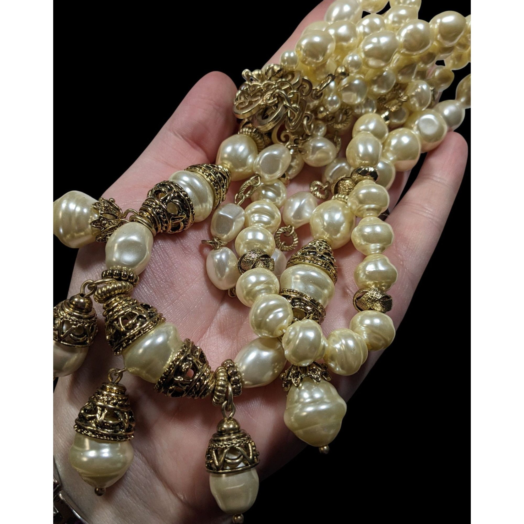Chicos Chicos Chunky Glam Victorian Style Faux Pearl Layered Neckla Size ONE SIZE - 3 Thumbnail