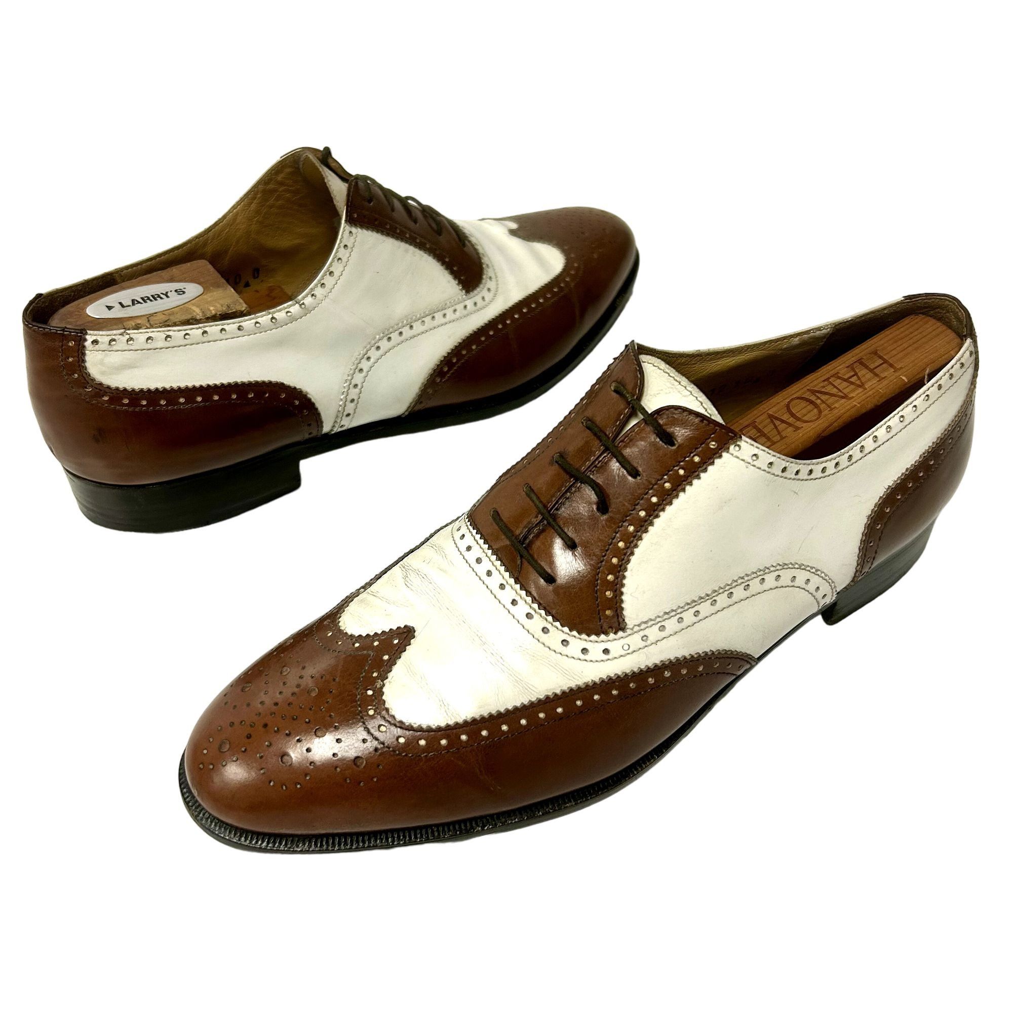 image of Salvatore Ferragamo Spectator Oxfords Leather Wing Tip 10 D Shoes in Brown, Men's