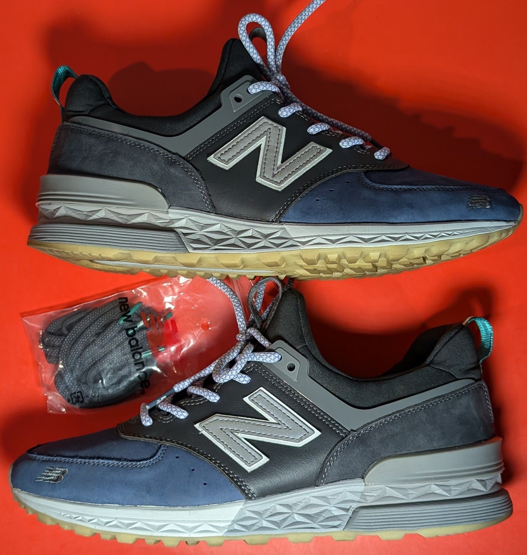 New Balance Size 9.5 - New Balance Mita Sneakers x 574 Black Blue Size US 9.5 / EU 42-43 - 2 Thumbnail