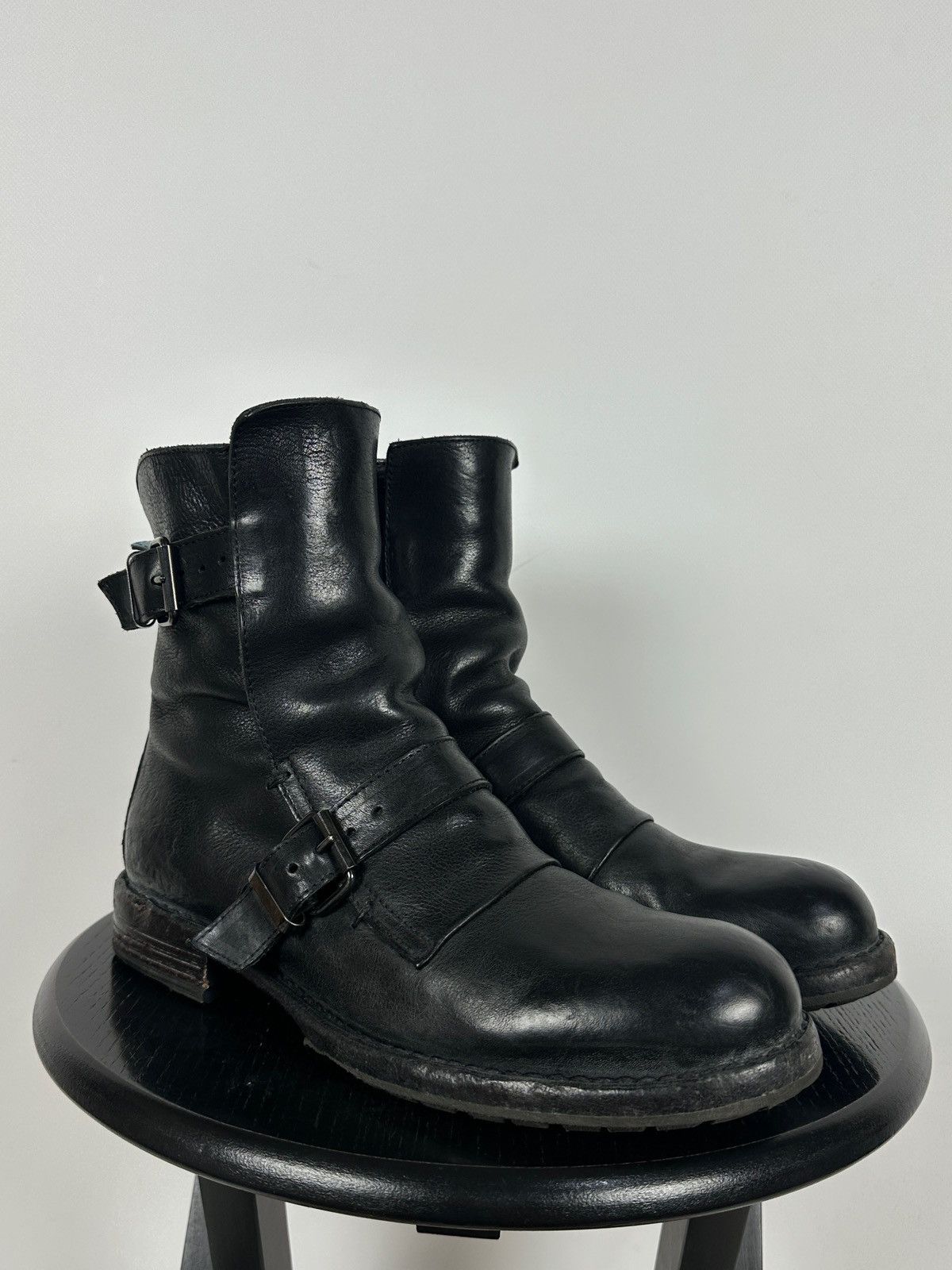 MoMA MoMA Black Leather Buckle Ankle Biker Boots Size US 10 / IT 40 - 10 Thumbnail