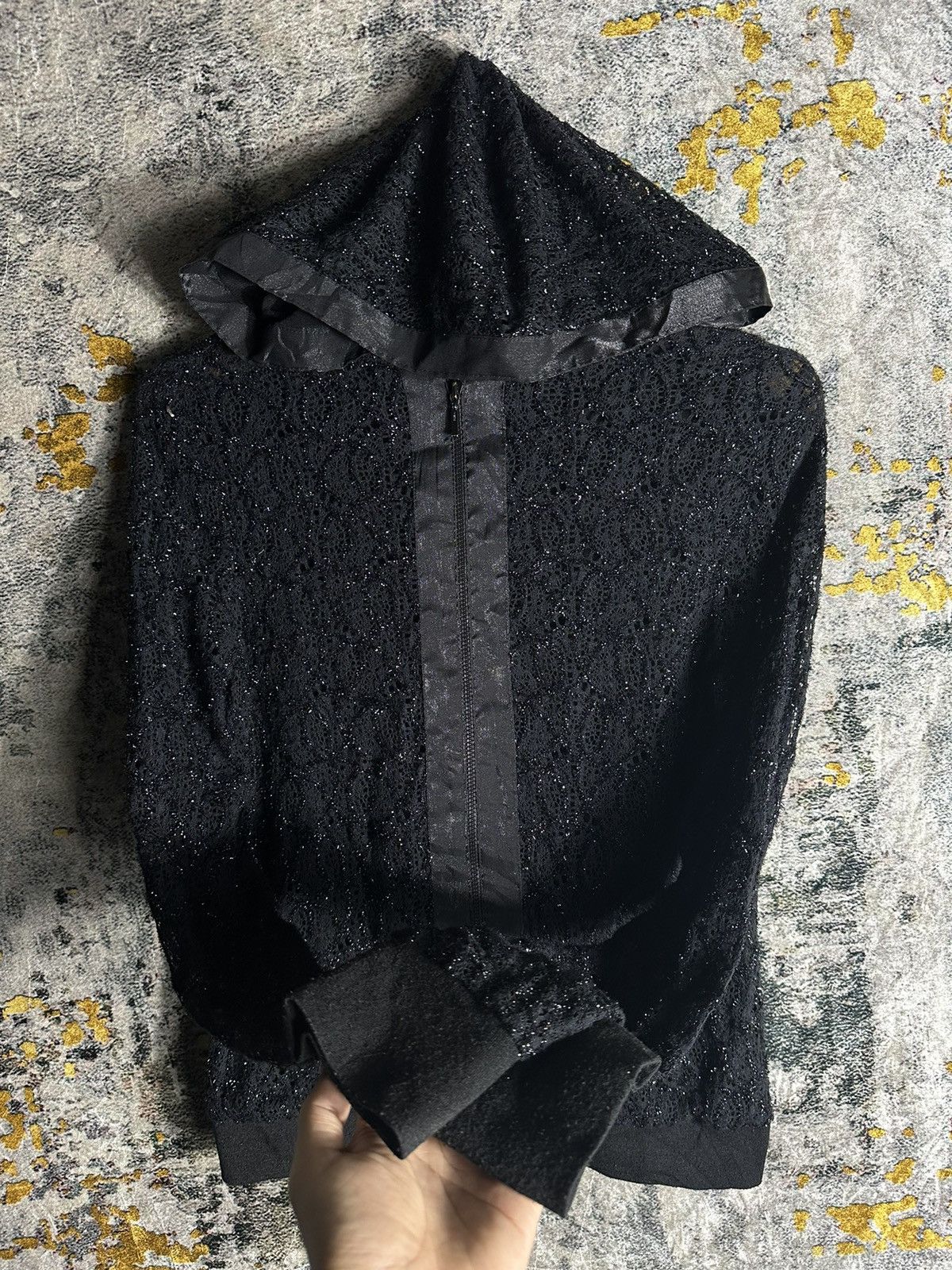 If Six Was Nine × Japanese Brand × Le Grande Bleu (L.G.B.) IF SIX WAS NINE LGB STYLE MESH LUTH GLITTER BLACK HOODIE Size US S / EU 44-46 / 1 - 2 Thumbnail