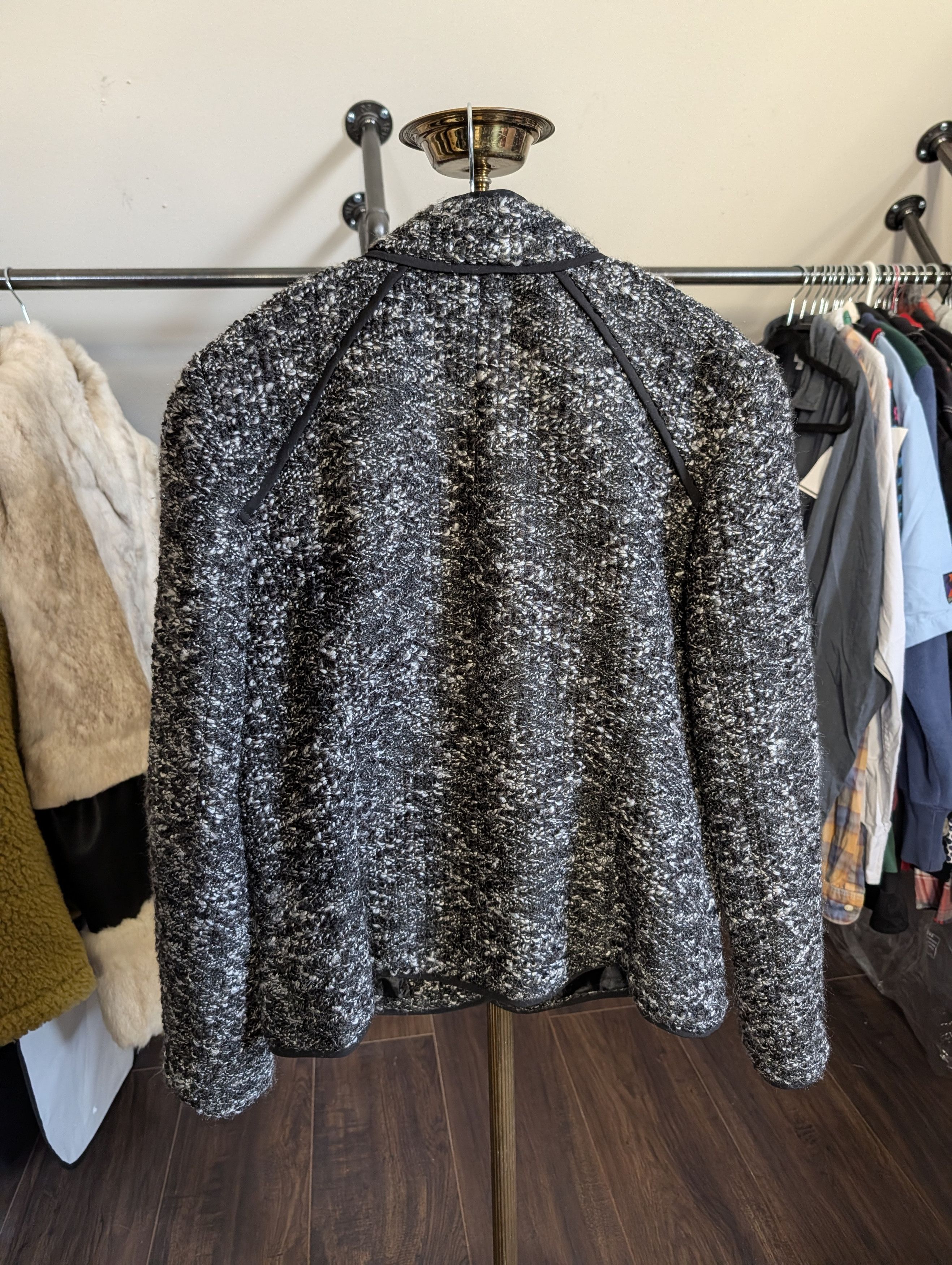 Sandro Gray knit tweed sporty raglan button-up jacket M Size M / US 6-8 / IT 42-44 - 11 Thumbnail