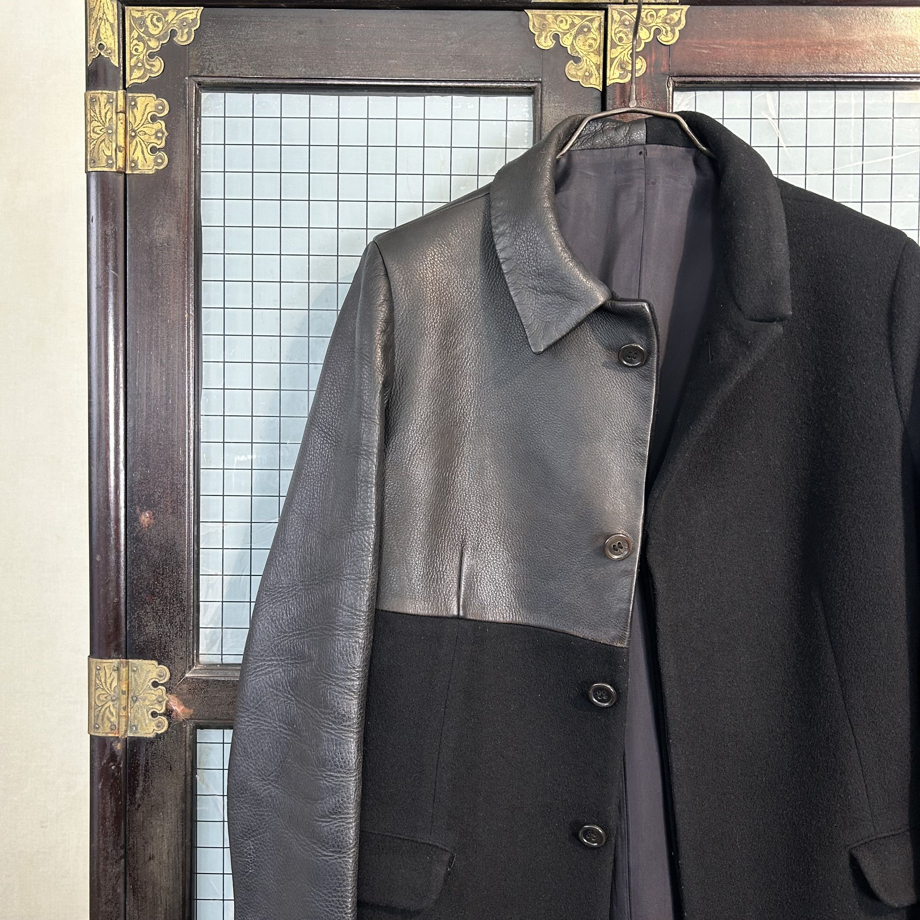 Yohji Yamamoto yohji yamamoto 02aw asymmetric leather pannel coat Size S / US 4 / IT 40 - 4 Thumbnail