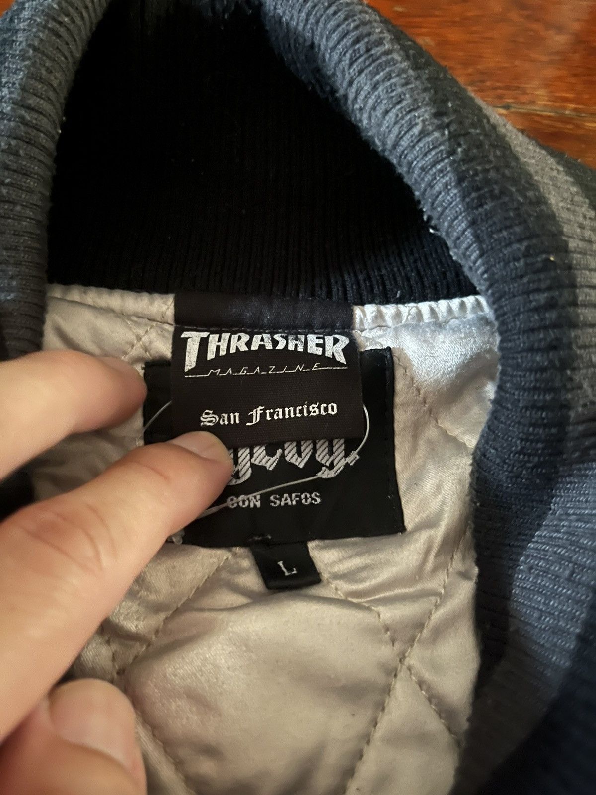 Thrasher Thrasher EYEDY Varsity Leather Wool Jacket Size US L / EU 52-54 / 3 - 6 Thumbnail