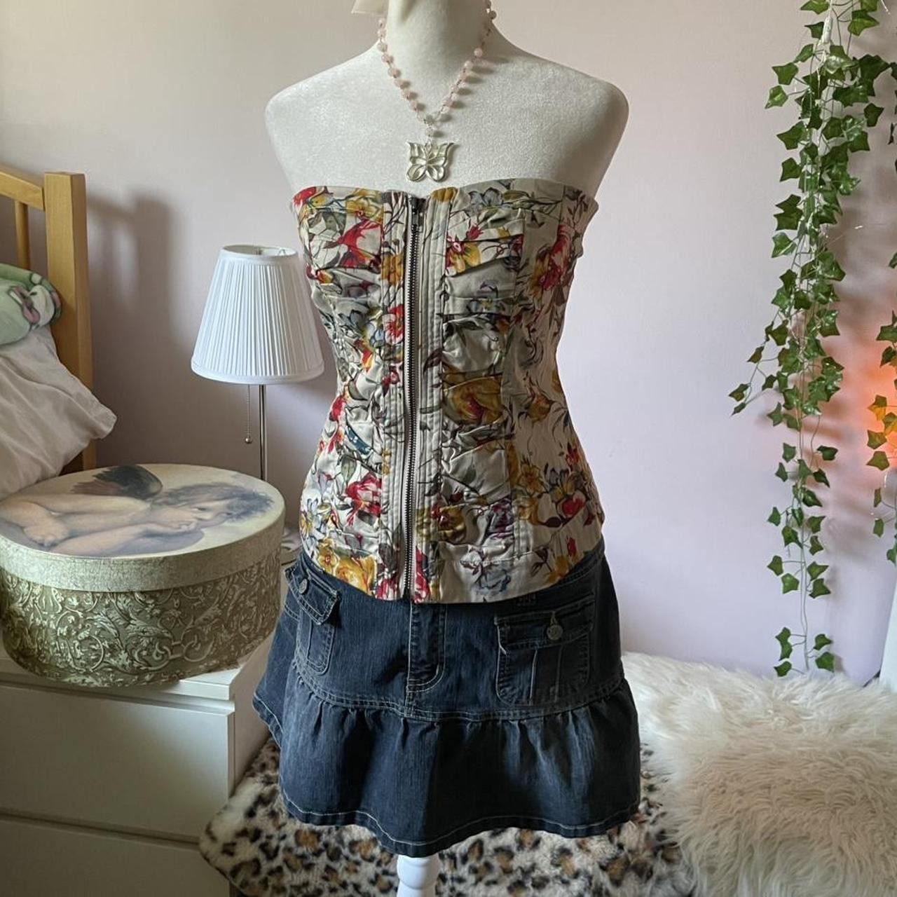 Vintage 2000s Costa Blanca floral zip up tube top Size ONE SIZE - 2 Thumbnail