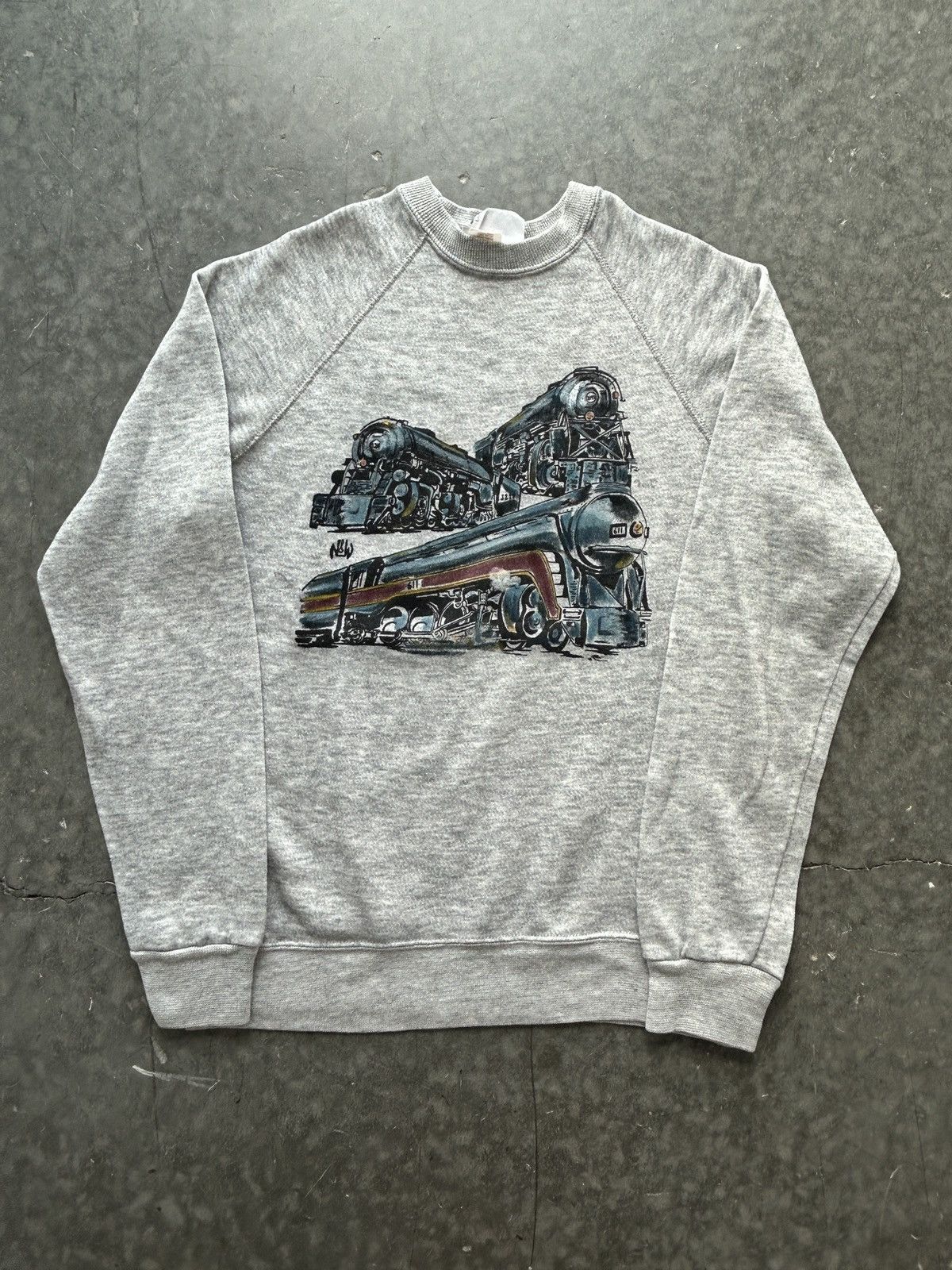 Vintage Vintage 80s Norfolk Western Trains Raglan Sweatshirt Size US M / EU 48-50 / 2 - 1 Thumbnail