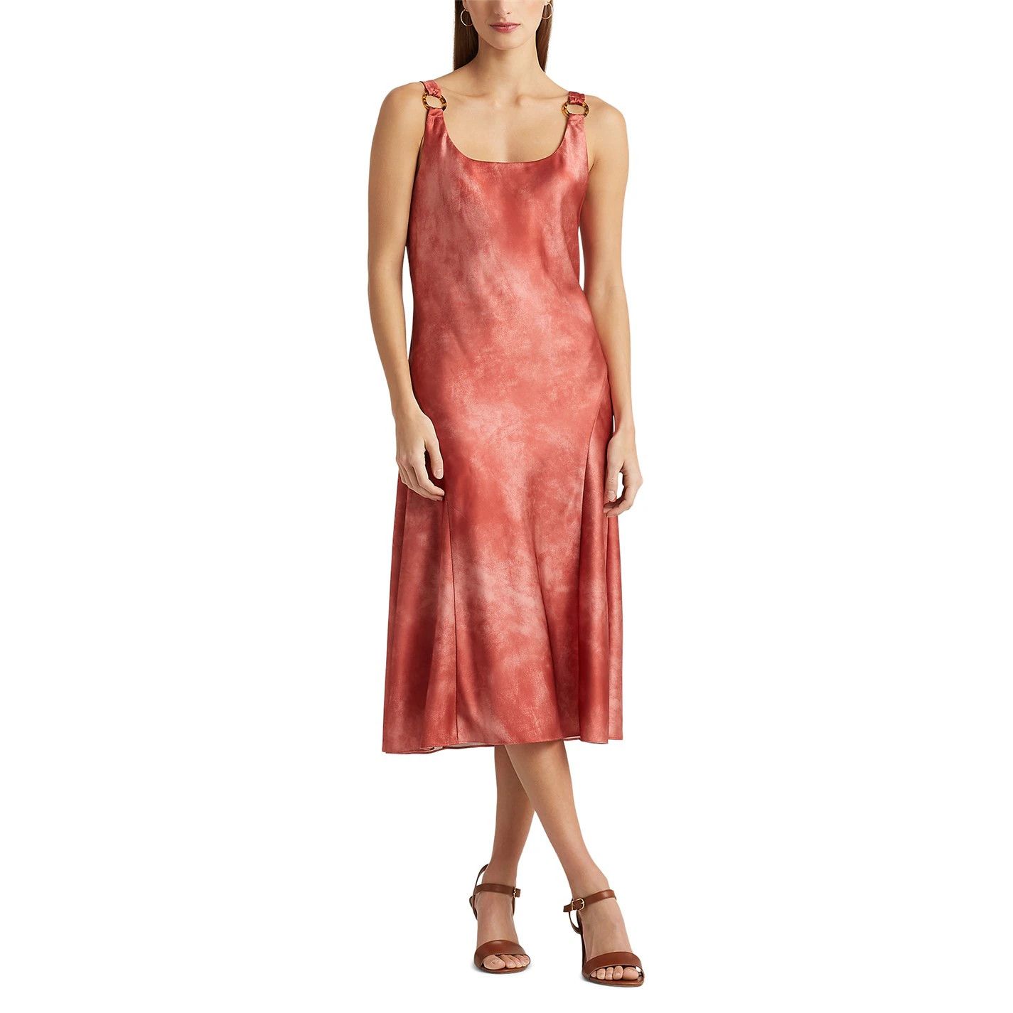 Lauren Ralph Lauren o1g2r1mq0825 Caileet Slip Dress in Red Sunstone Size S / US 4 / IT 40 - 4 Thumbnail