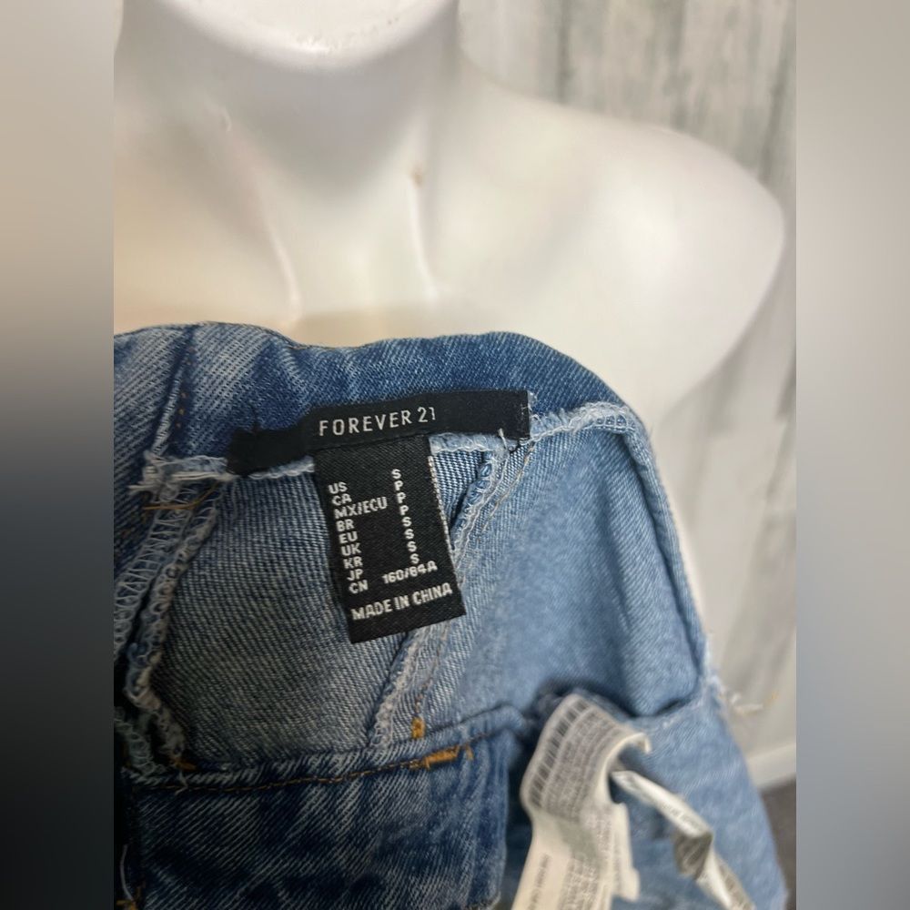 Forever 21 Forever 21 Denim Crop Top Small Blue Jean Bralette Tank Top Size S / US 4 / IT 40 - 3 Thumbnail