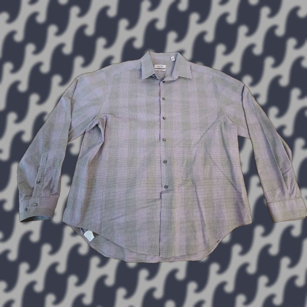 Calvin Klein Calvin Klein Mens 17 34/35 Plaid Slim Fit Long Sleeve Button Down Casual Shirt Size US XL / EU 56 / 4 - 1 Thumbnail