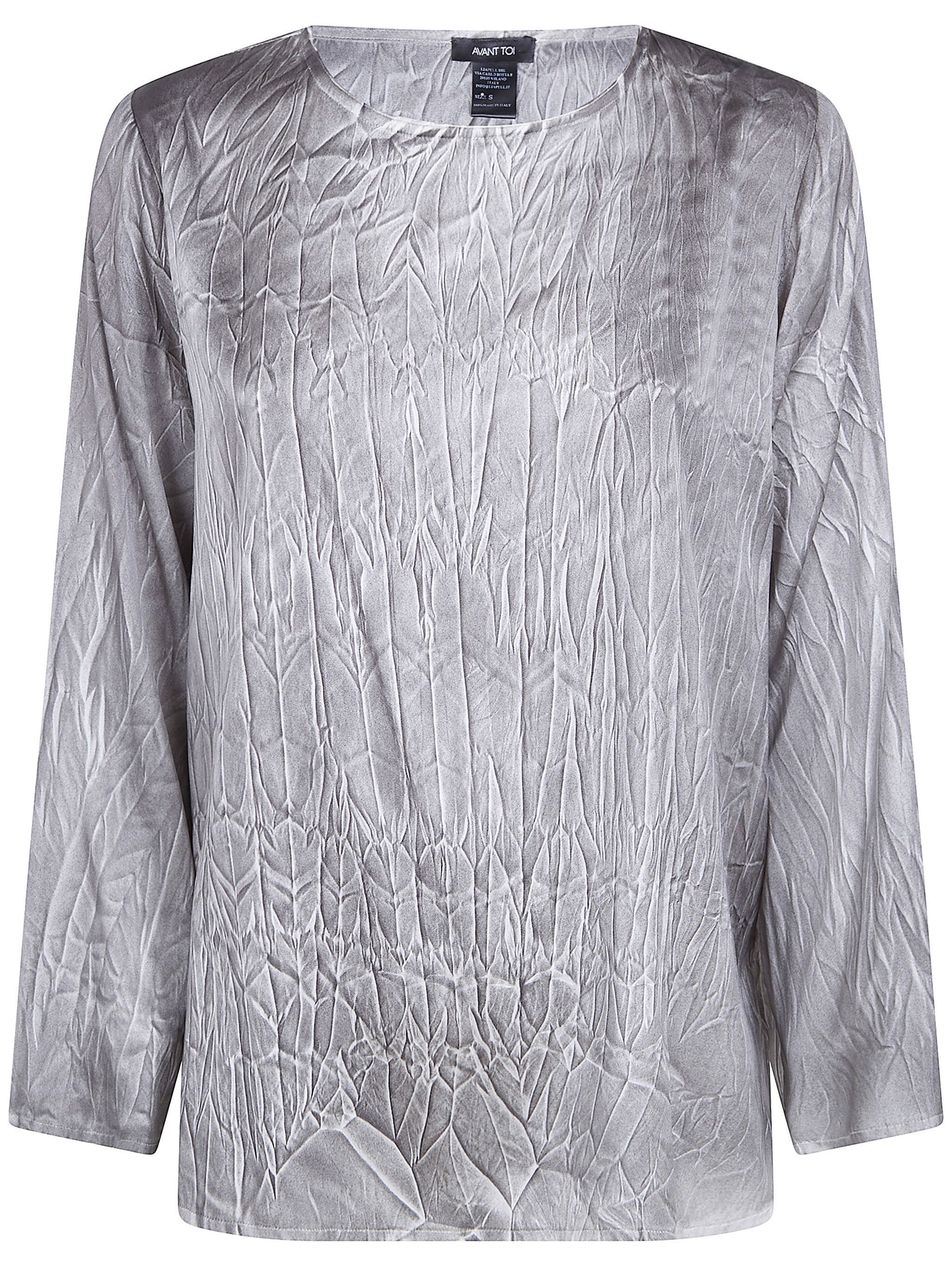 Avant Toi CRUMPLED EFFECT STRETCH SILK BLOUSE Size L / US 10 / IT 46 - 1 Thumbnail