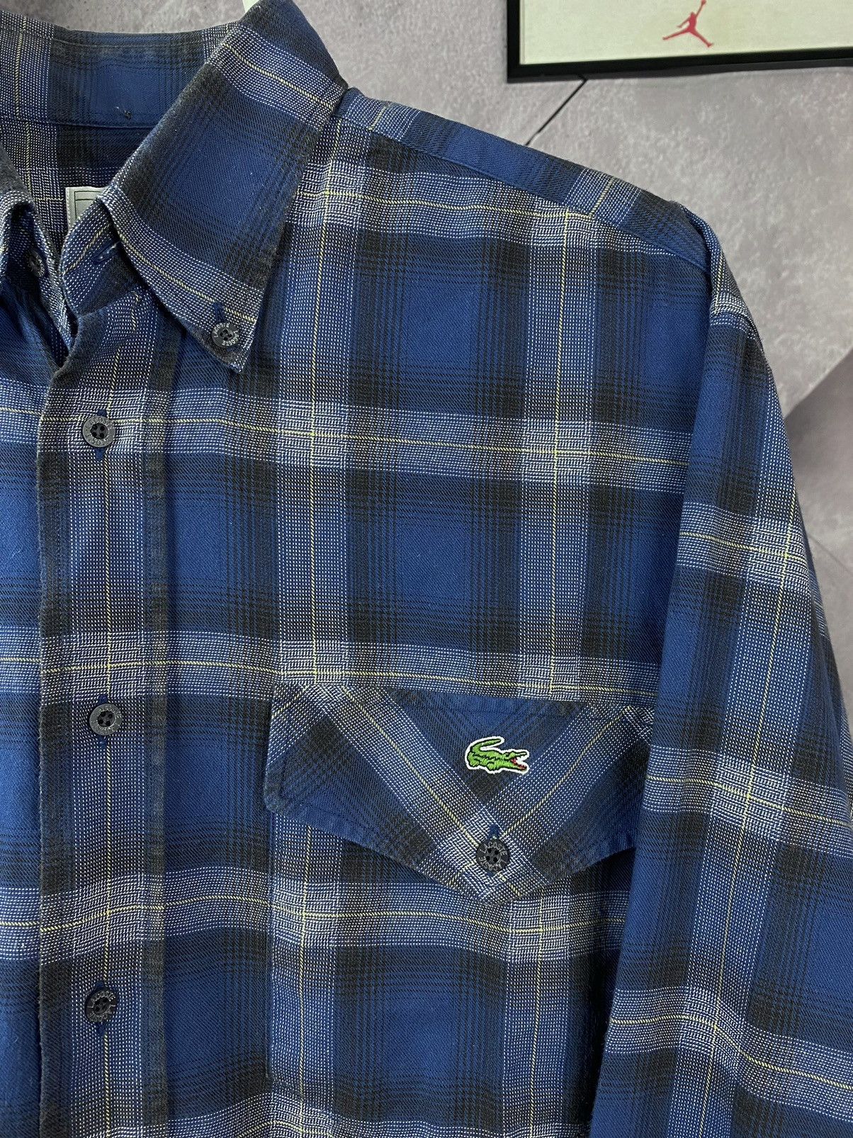 Lacoste × Vintage Lacoste Vintage Plaid Blue Long Sleeve Shirt Size US XL / EU 56 / 4 - 4 Thumbnail