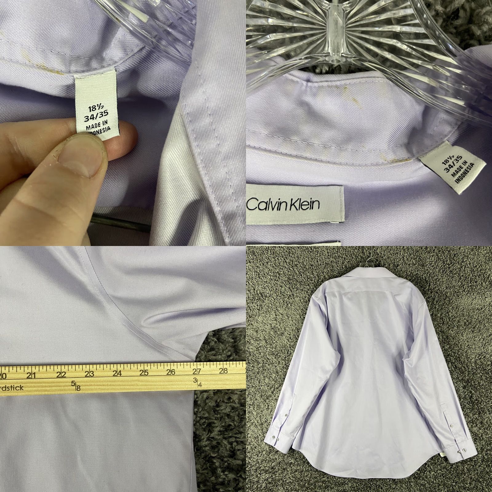 Calvin Klein Calvin Klein Dress Shirt Long Sleeve Men 18.5 34/35 Purple Mens Size 48R - 8 Thumbnail