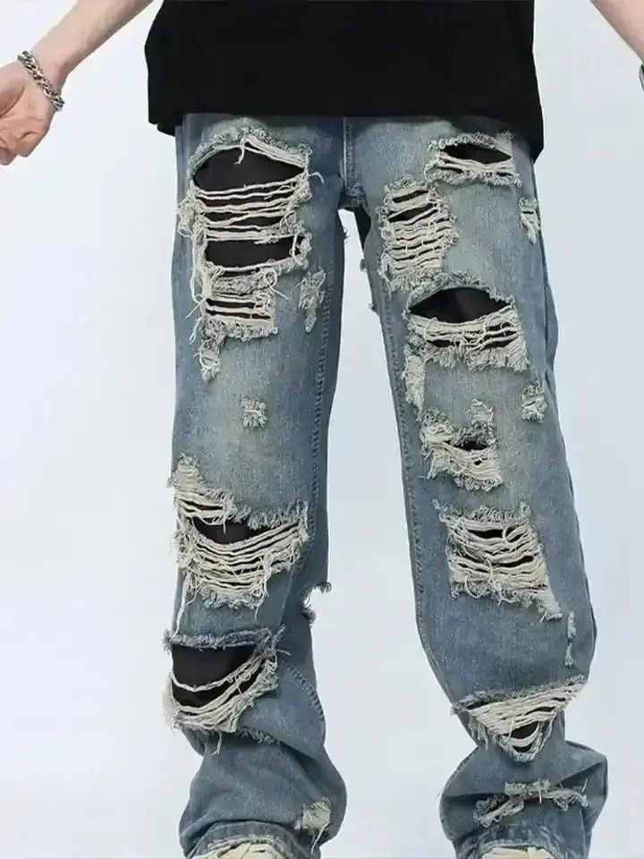 Japanese Brand Straight Hole Beggar Zipper Long Pants Men Size US 32 / EU 48 - 6 Thumbnail