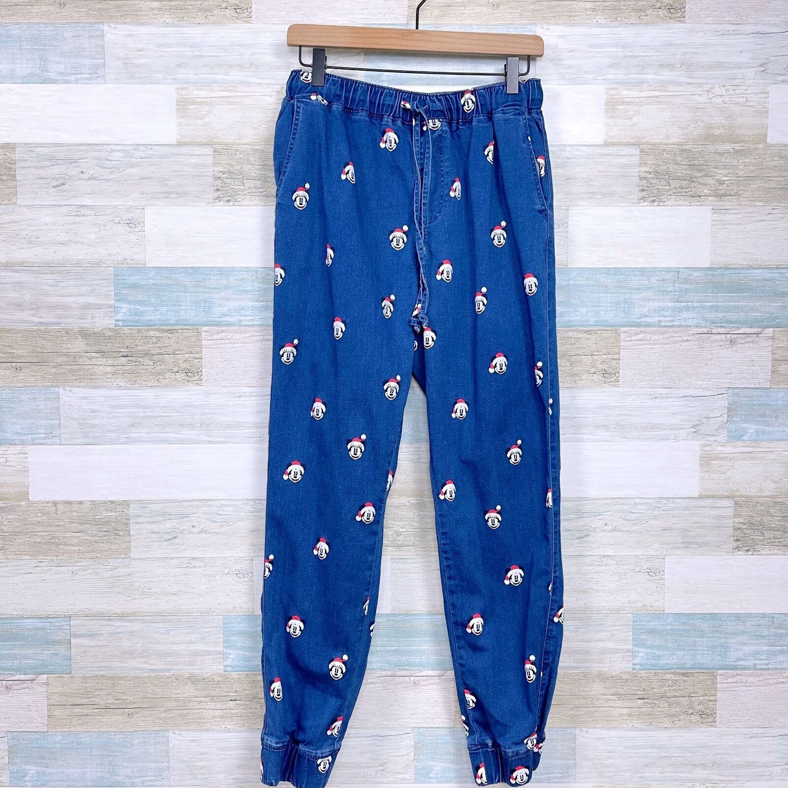 Disney Disney Mickey Mouse Christmas Print Jogger Jean Blue Women L Size 30" / US 8 / IT 44 - 1 Thumbnail
