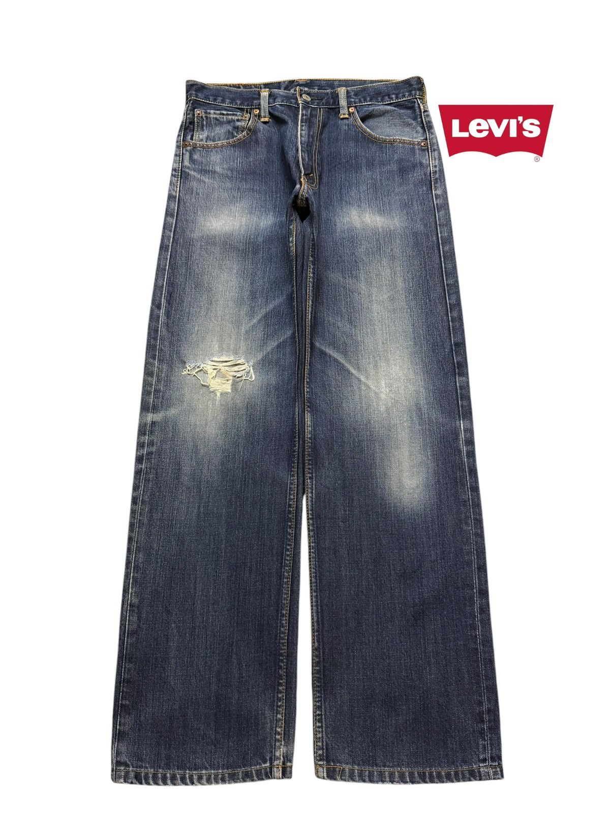 Levi's Vintage Y2K Levis 703 Blue Faded Wash Distressed Wide Leg Size US 31 - 1 Thumbnail