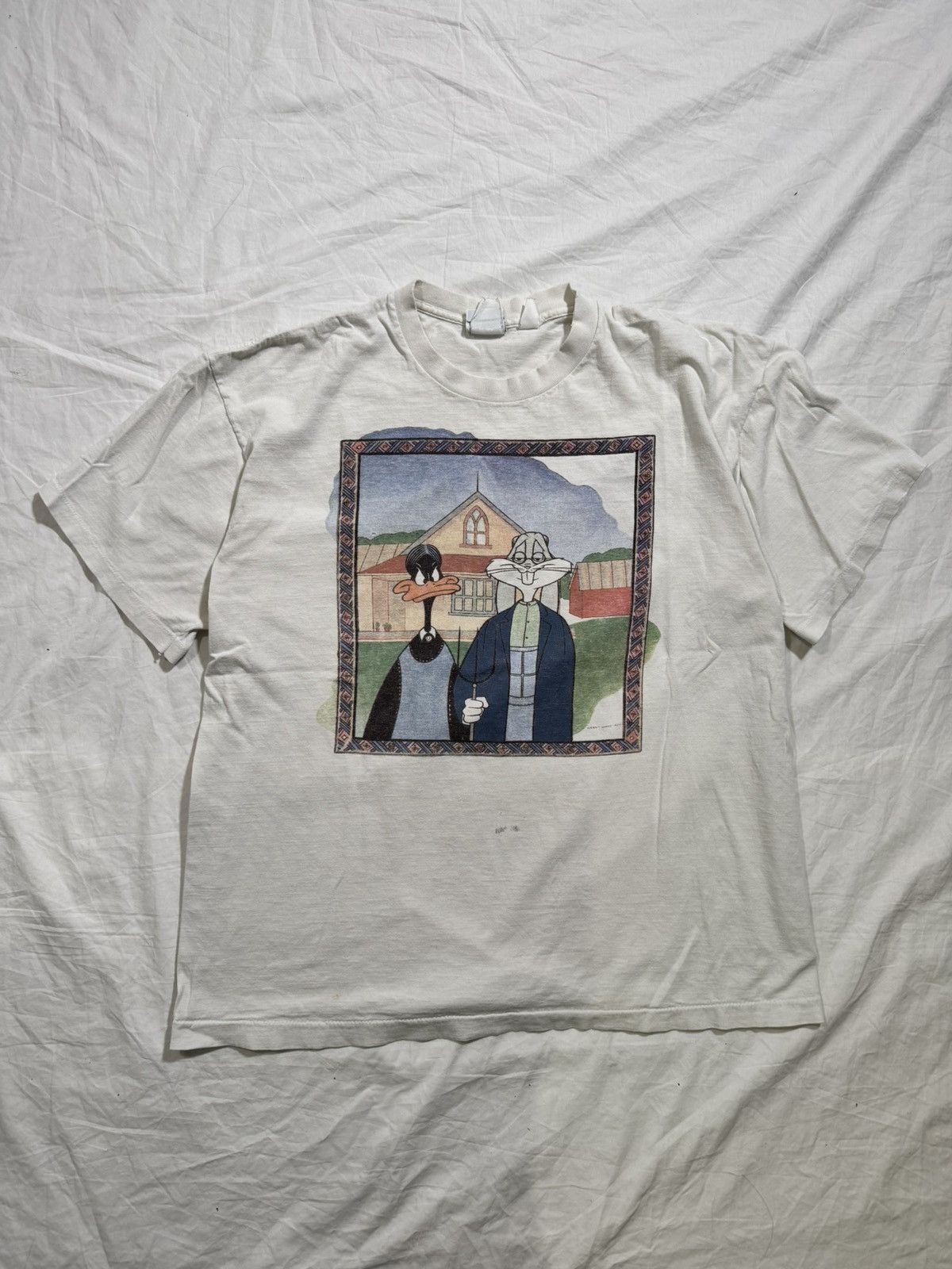Cartoon Network Vintage 90s Looney Tunes American Gothic Art Tee Rare Size US XL / EU 56 / 4 - 2 Thumbnail