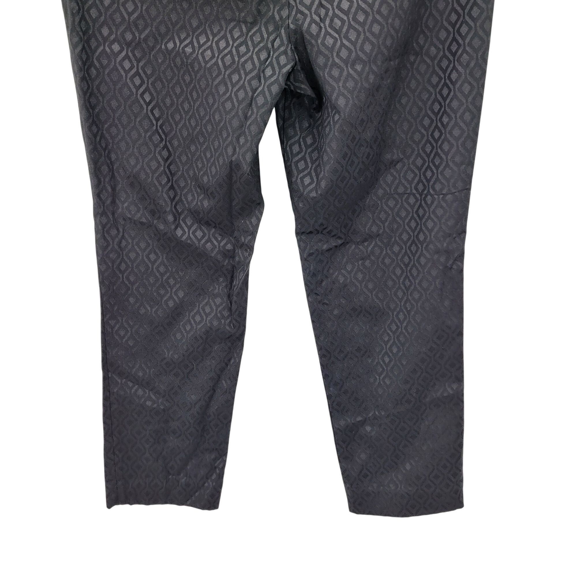 Vintage Vtg 90s Womens Black Cigarette Pants 8 Geometric Textured An Size 30" / US 8 / IT 44 - 9 Thumbnail