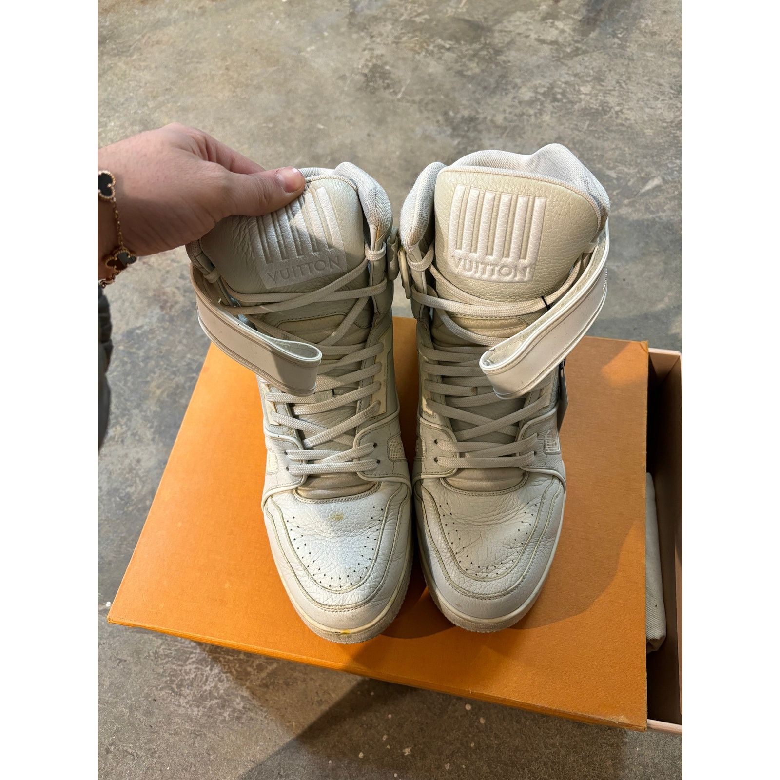 Louis Vuitton LV Virgil High Top Trainer Cream Used US 8.5 With Box Size US 8.5 / EU 41-42 - 2 Thumbnail
