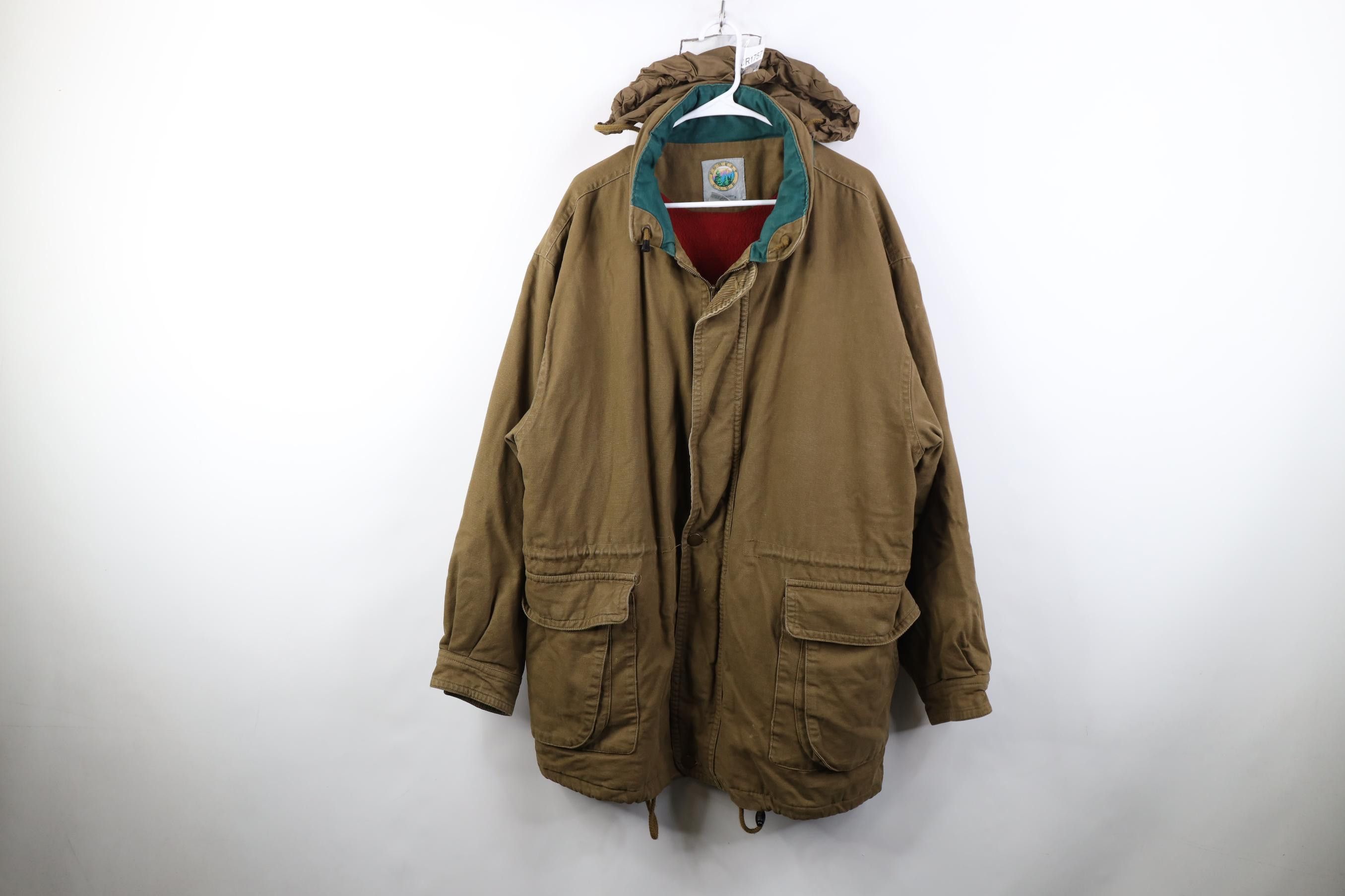 Vintage Vintage 90s Streetwear Lined Hooded Canvas Chore Jacket Size US XL / EU 56 / 4 - 1 Thumbnail