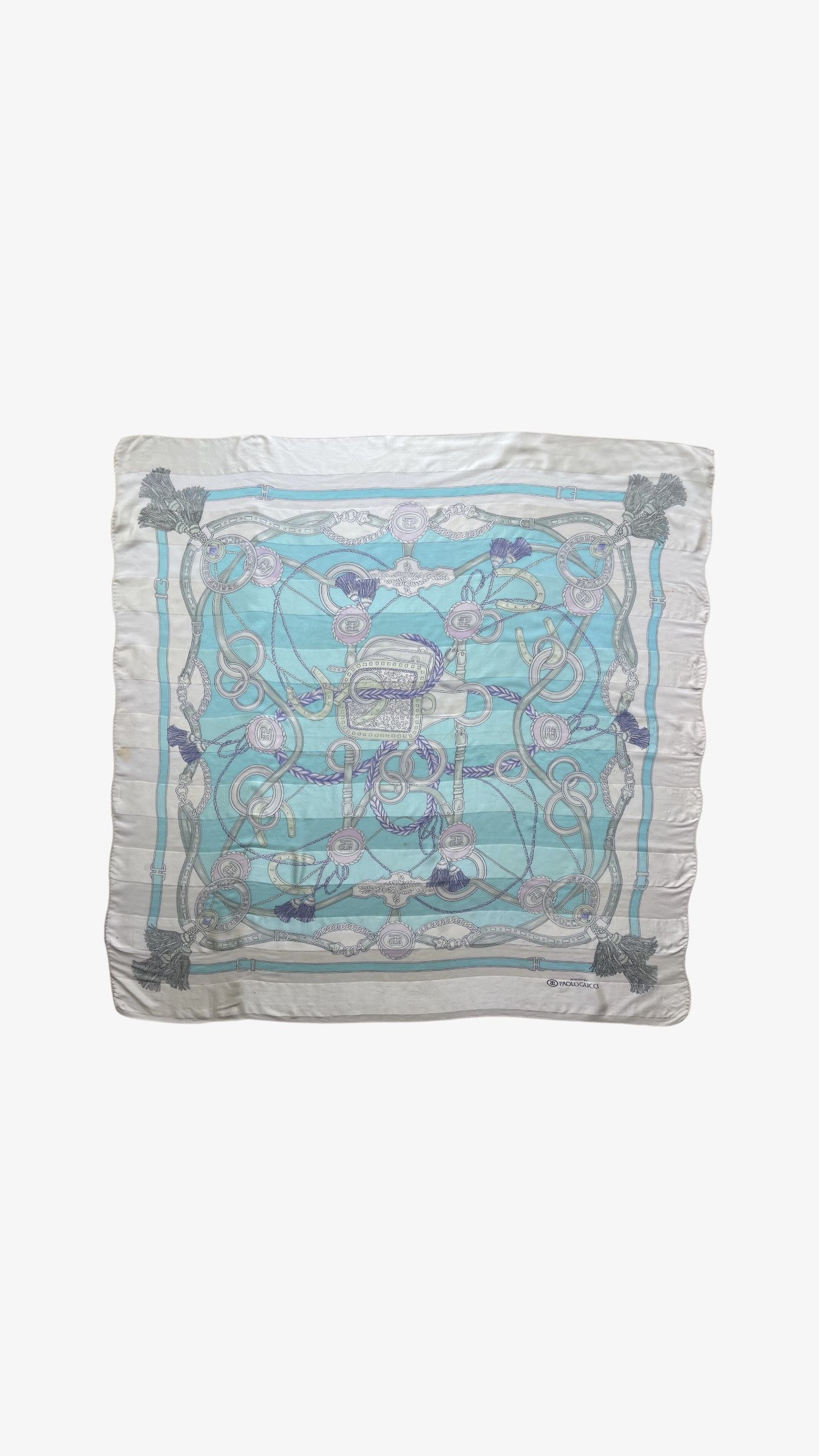 Paolo Gucci Vintage 80s Paolo Gucci Jewel & Equestrian Print Silk Scarf Size ONE SIZE - 1 Thumbnail