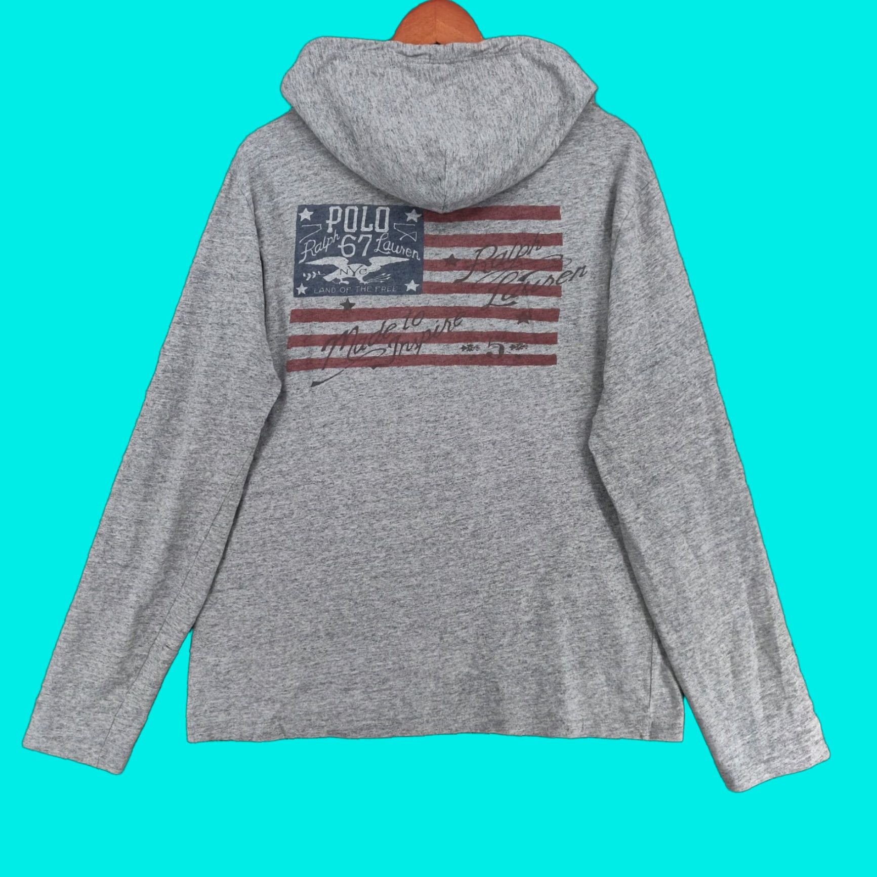 Polo Ralph Lauren VINTAGE Polo Ralph Lauren Hoodie Shirt Mens Medium Grey Pullover USA Logo Shirt Size US M / EU 48-50 / 2 - 1 Thumbnail