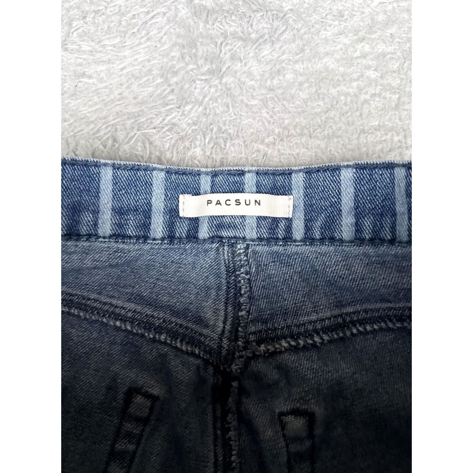Pacsun PacSun Womens 29 Straight Jeans Blue Medium Wash High Rise Crop Striped 5-Pocket Denim Cotton N/A Size 29" - 6 Thumbnail