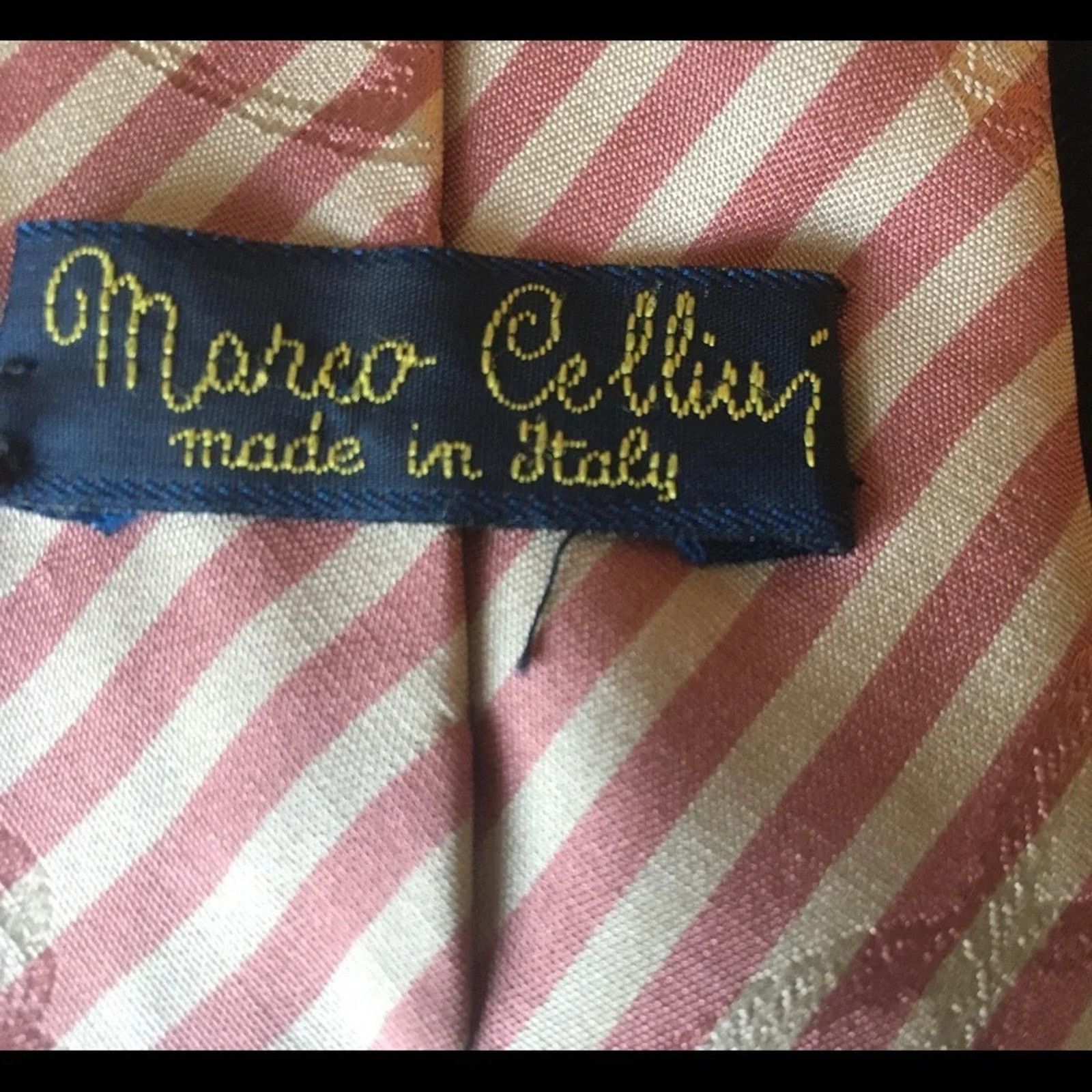 The Unbranded Brand Marco Cellini 100% silk necktie, pink and white striped Size ONE SIZE - 4 Thumbnail