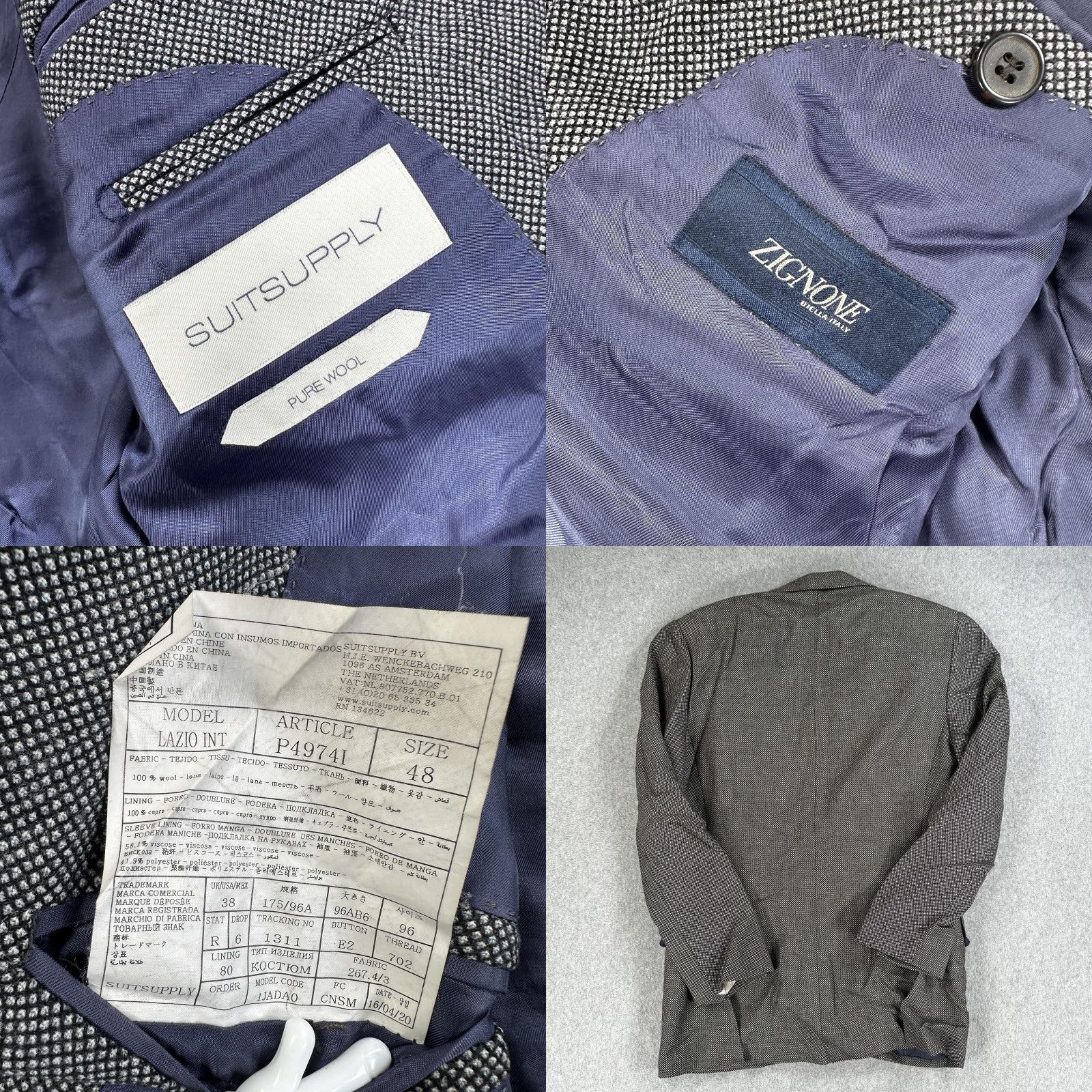 Suitsupply Suitsupply Lazio Blazer Vest Zignone Mens 38 Gray Wool 2 Piece Set Slim Fit Size 38R - 9 Thumbnail