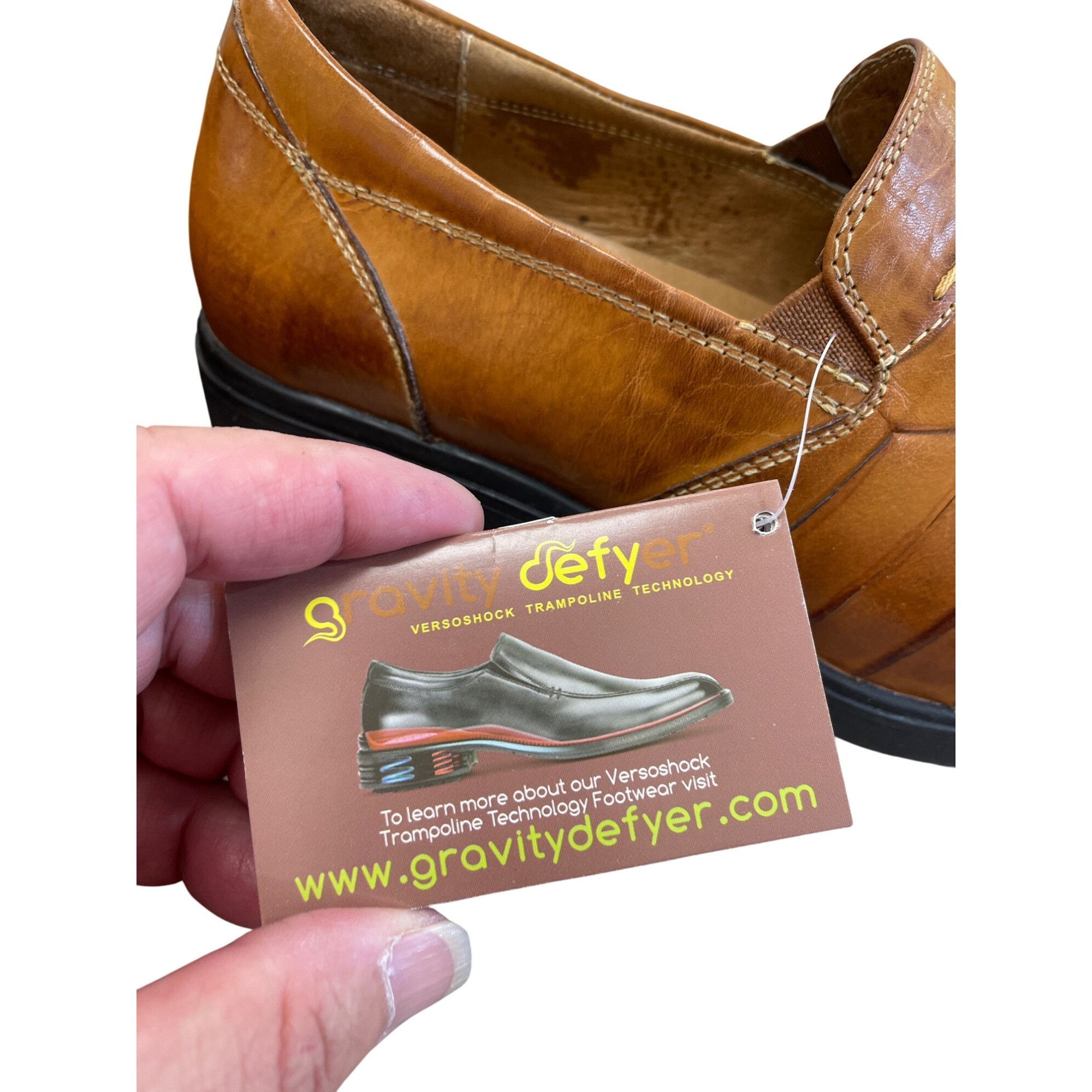 Other Gravity Defyer mens brown leather slip on loafers shoes SIze Size US 8 / EU 41 - 8 Thumbnail