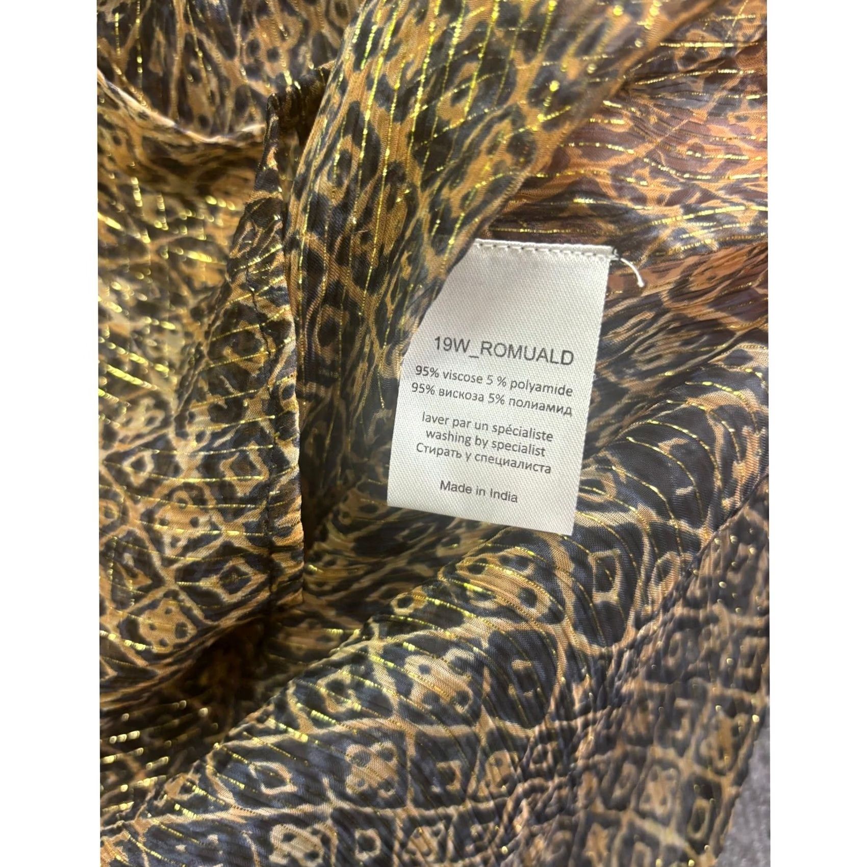 Mes Demoiselles Mes Demoiselles Romuald Shirt Womens 34 Gold Black Lurex Animal Print Button-Up Casual Bohemian 90s (no) Size XXS / US 00 / IT 34 - 5 Thumbnail