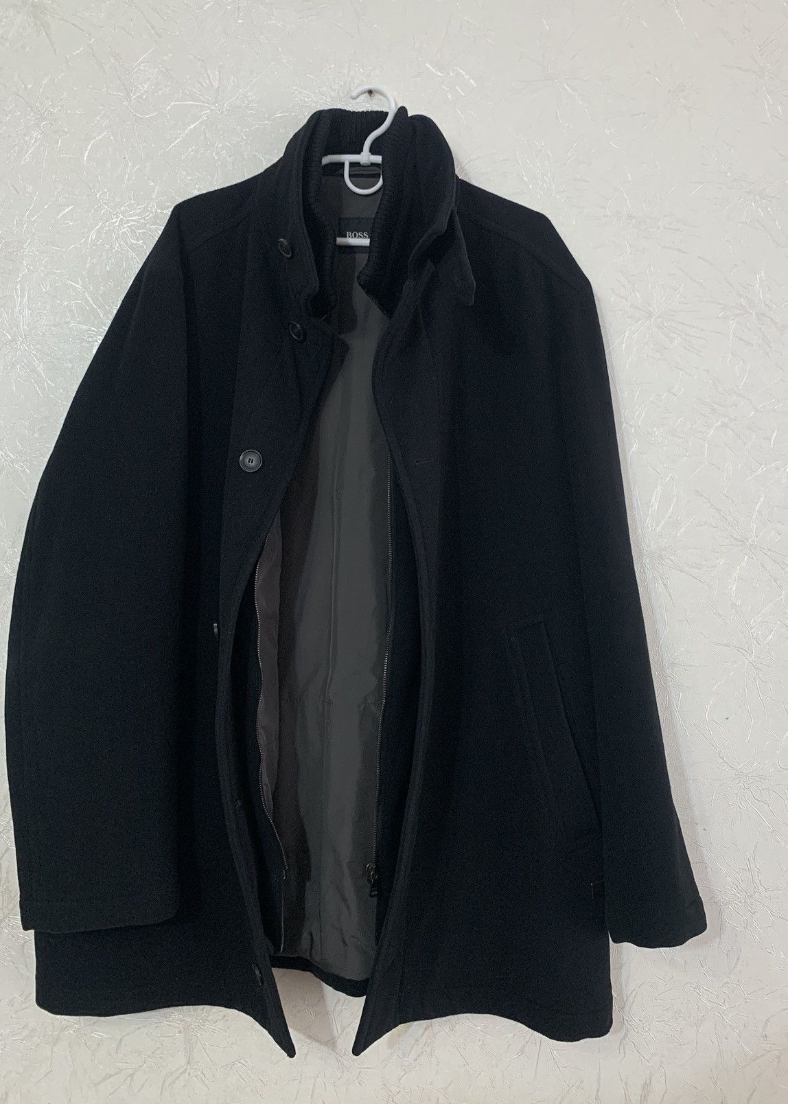 Hugo Boss × Vintage Vintage Hugo Boss Men’s Black Cashmere & Wool Black Coat Size US XL / EU 56 / 4 - 6 Thumbnail