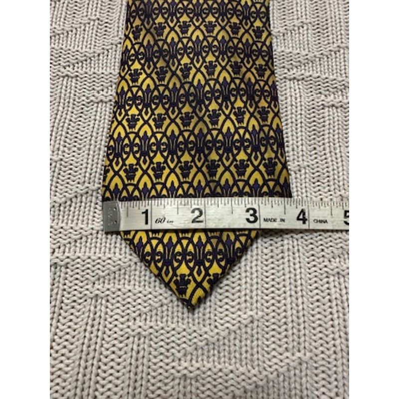 Sulka Sulka gold and navy print French silk tie Size ONE SIZE - 4 Thumbnail