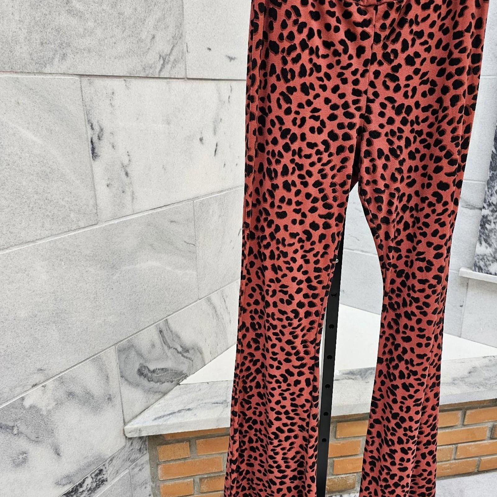 Other Women's Black and Red Animal Print Flare Pants Size ONE SIZE - 2 Thumbnail