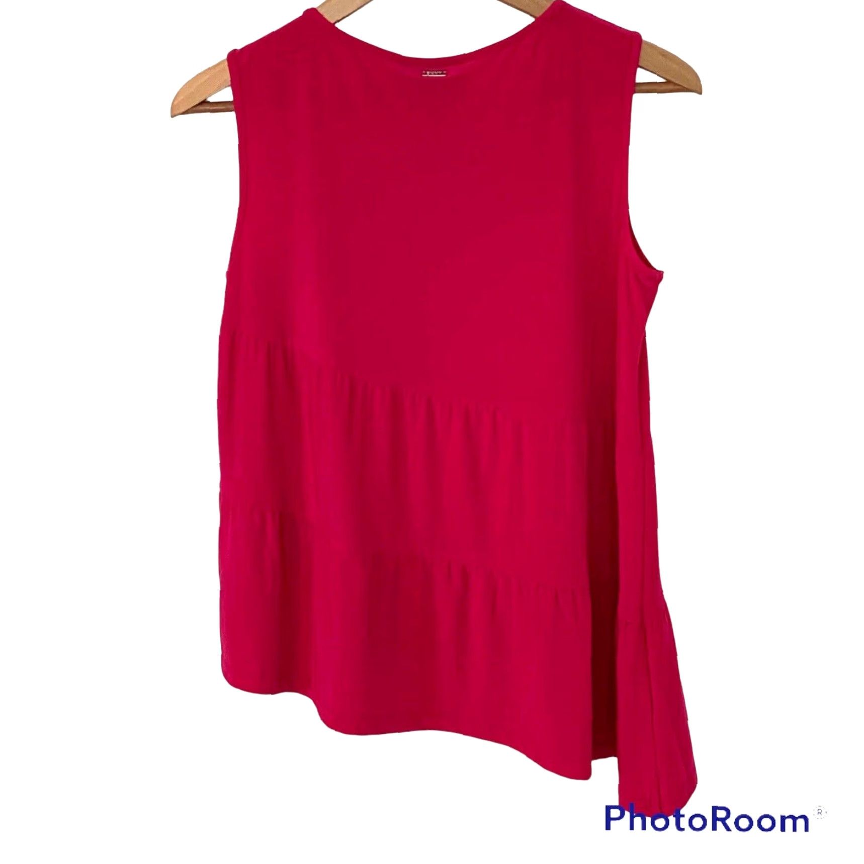 DKNY DKNY Top Womens XS Fuchsia Sleeveless Jewel Neck Asymmetric Stretch Regular Size Size XS / US 0-2 / IT 36-38 - 4 Thumbnail