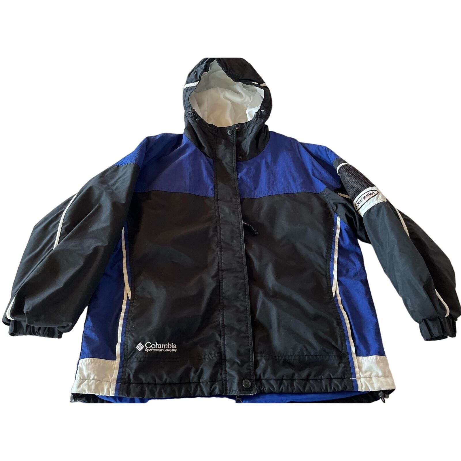 Columbia Columbia Women’s L Blue Black LS Polyester Nylon Hooded Coat Size L / US 10 / IT 46 - 1 Thumbnail