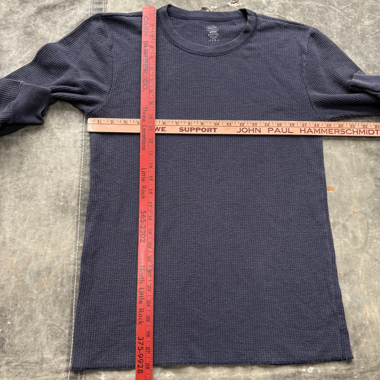 Fruit Of The Loom Vintage Y2K Navy Grunge Skater Thermal Waffle Knit Shirt Size US XL / EU 56 / 4 - 3 Thumbnail