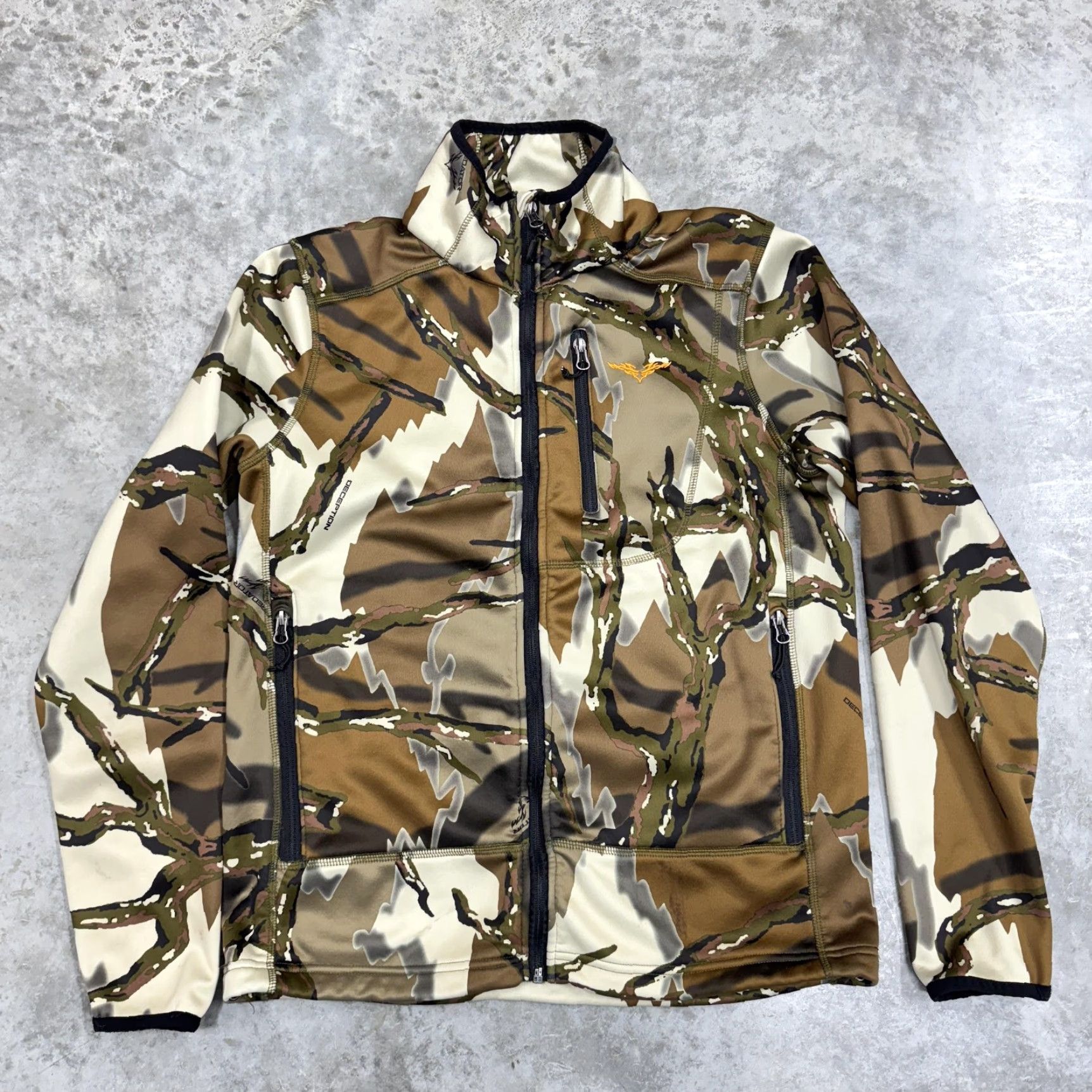 Vintage Predator Camo Jacket Mens Small Brown Deception Softshell Full Zip Hunting Windbreaker Camouflage Pockets Zip Adults Mens Size US S / EU 44-46 / 1 - 2 Thumbnail